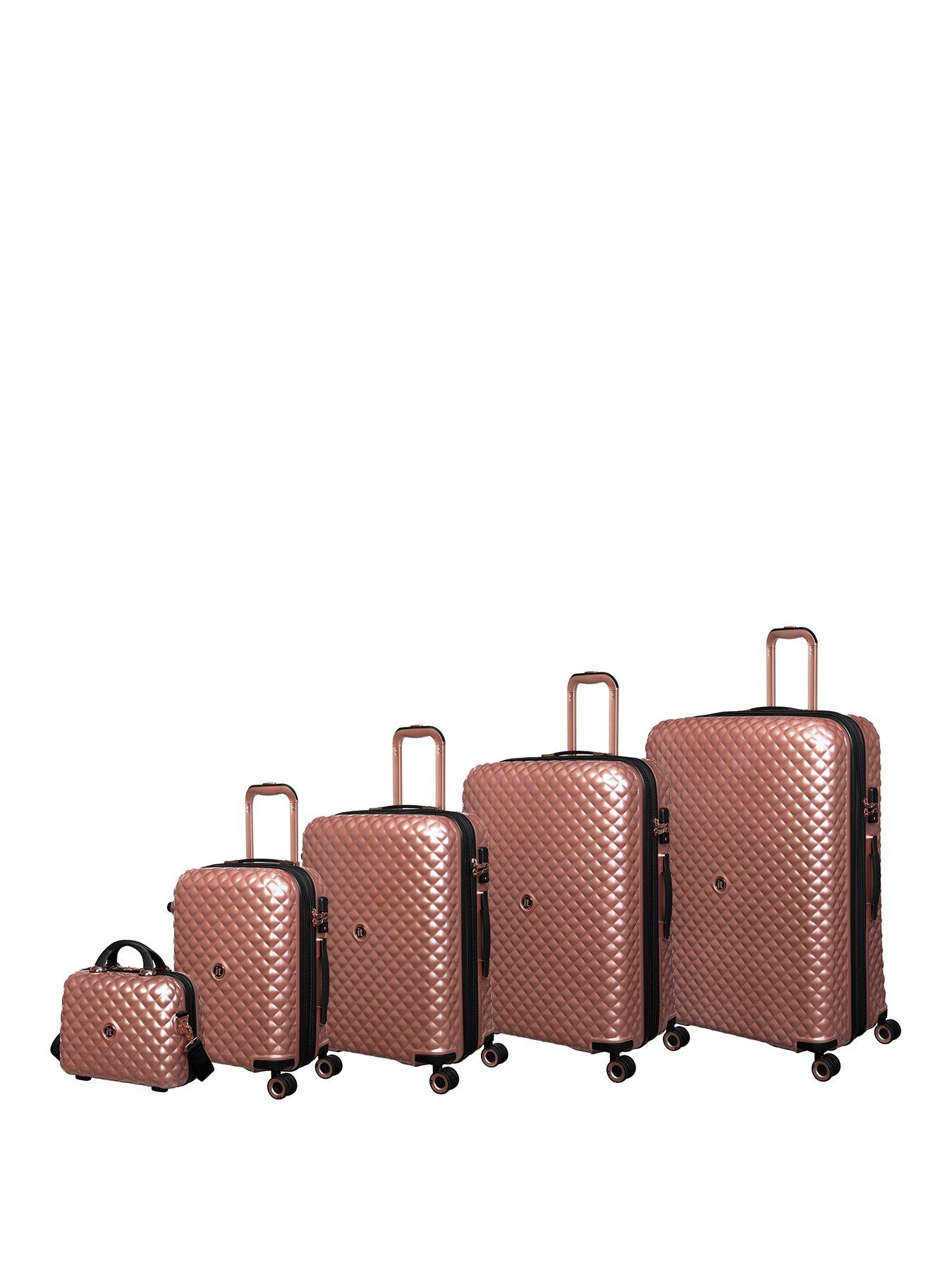 Glitzy Hardshell 5 Piece Rose Gold Suitcase Set