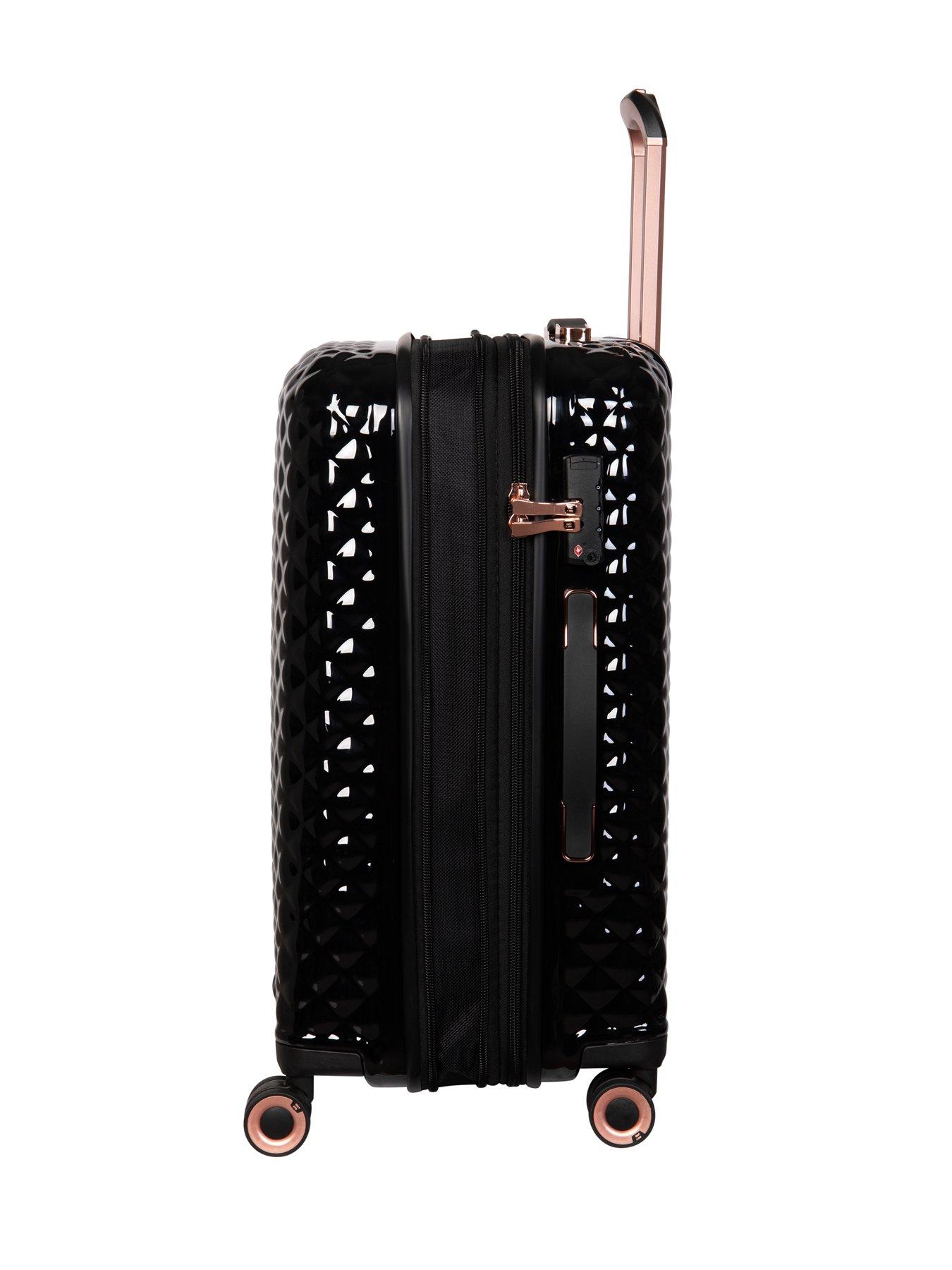 Glitzy Hardshell Large Black Expandable Suitcase with TSA Lock