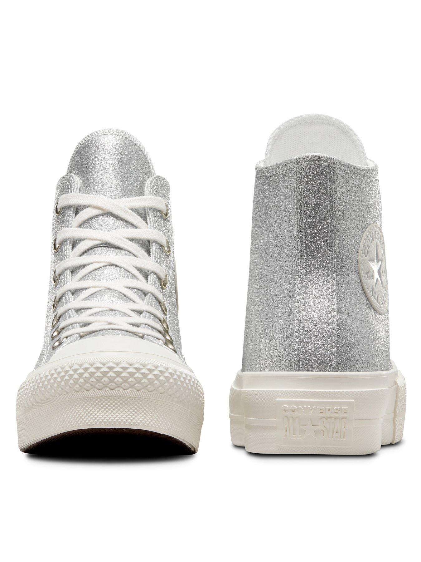 Silver and deals white converse