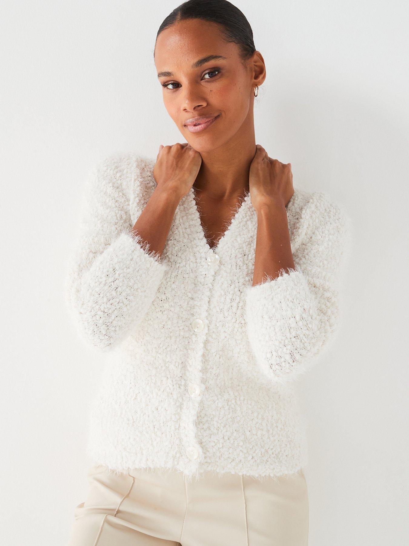 Ivory shop fluffy cardigan