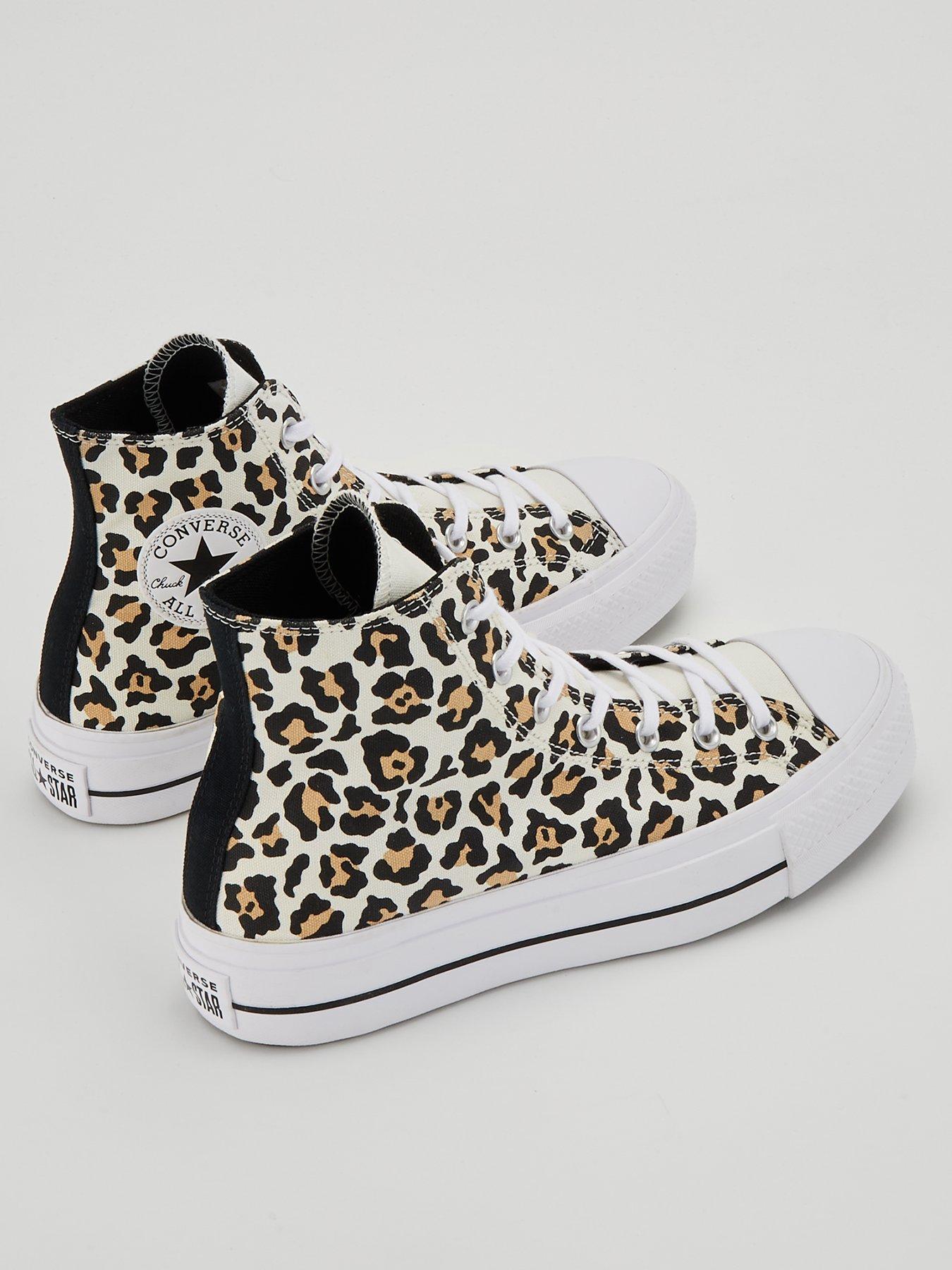 Chuck Taylor All Star Leopard Print Lift Hi Tops White Black