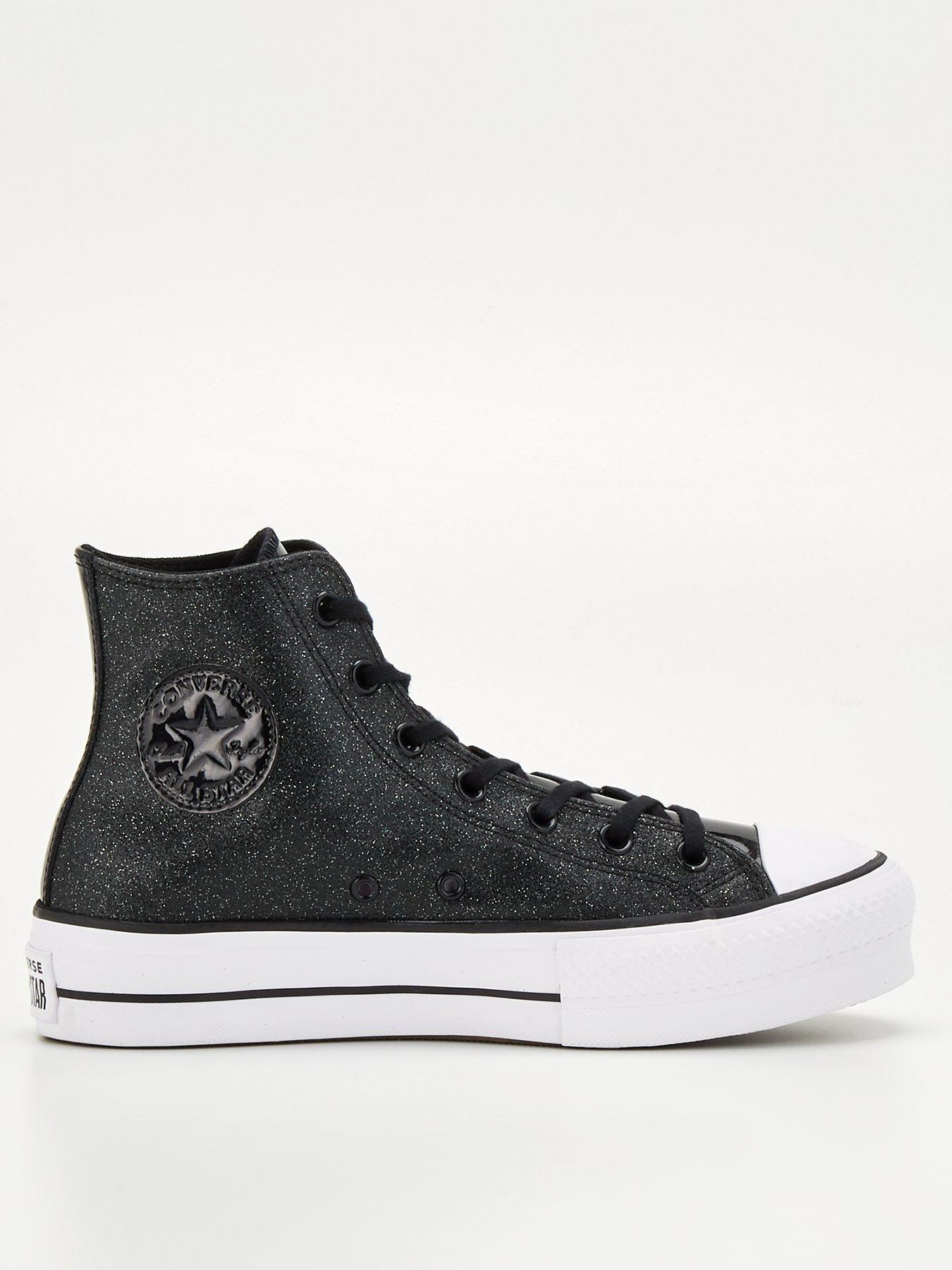 Girls black glitter converse online