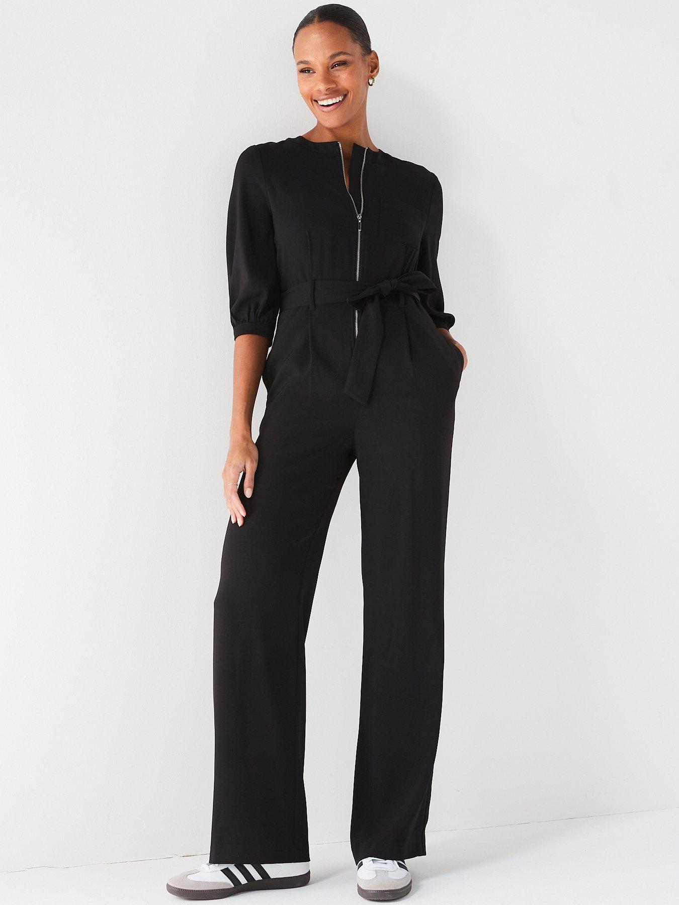 V by Very Ls Straight Leg Jumpsuit Black littlewoods