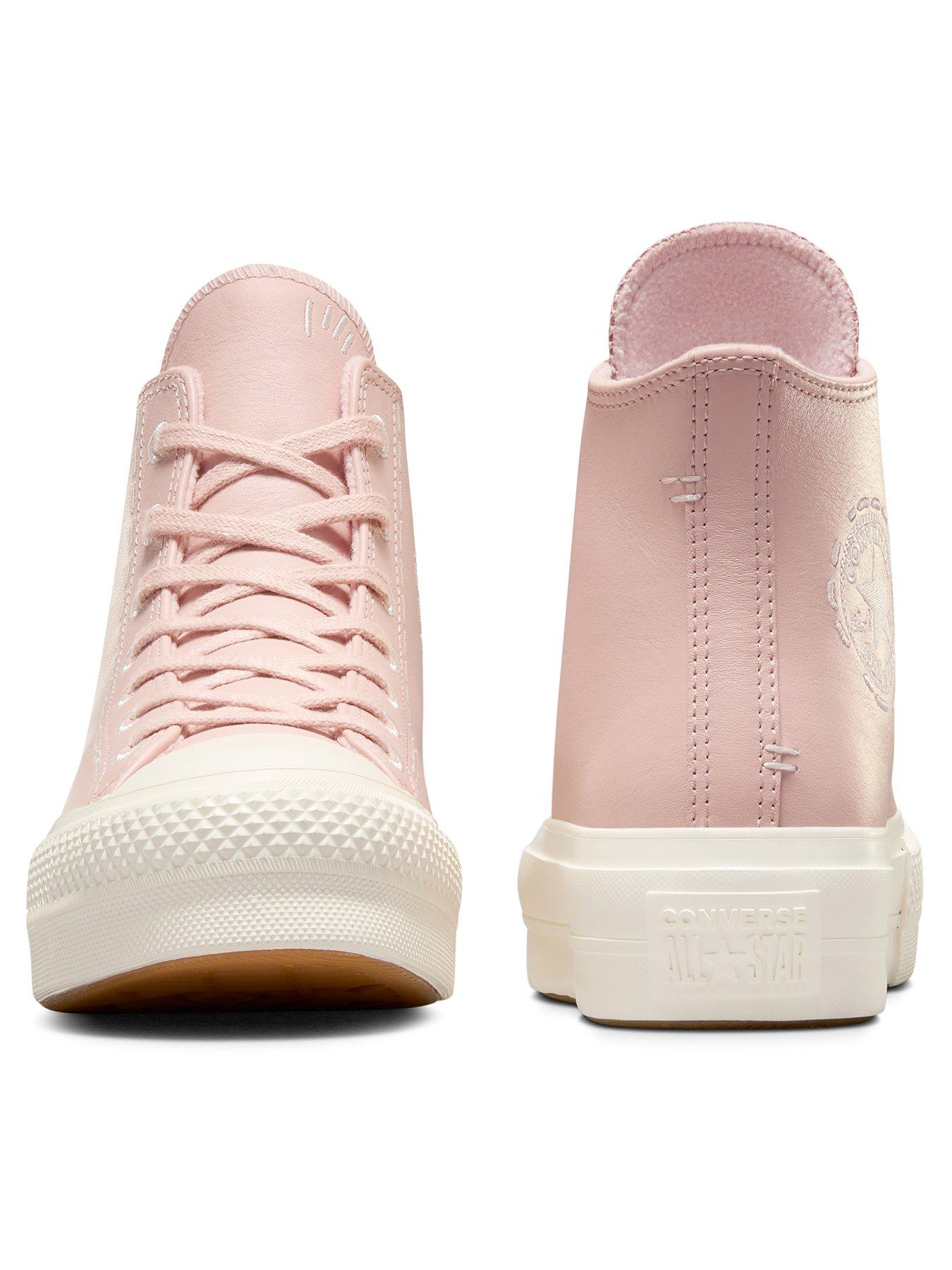 Converse Chuck Taylor All Star Bold Stitch Leather Lift Trainers Pink littlewoods