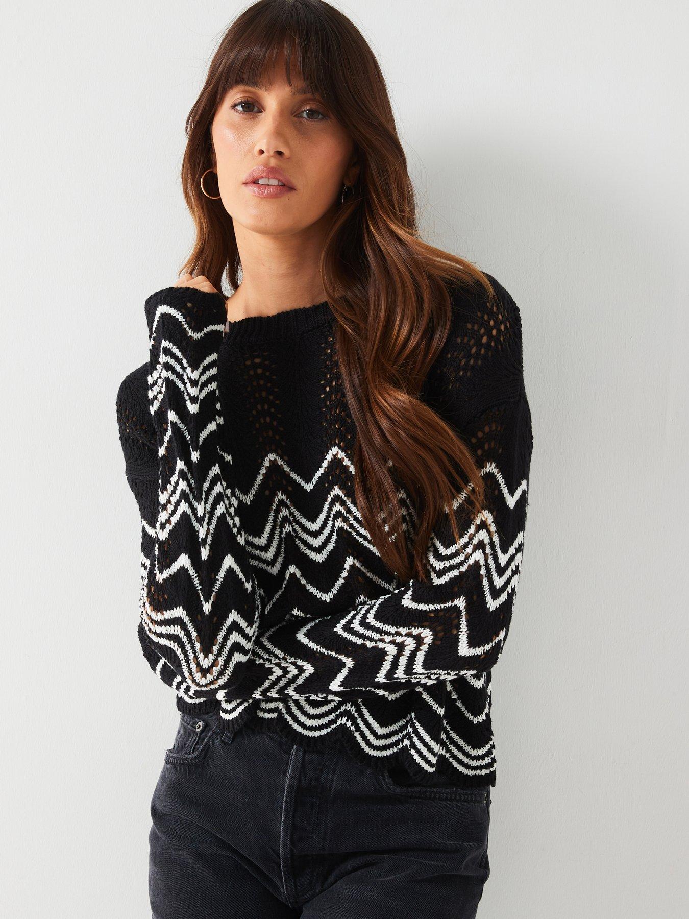 Black slash hotsell neck jumper