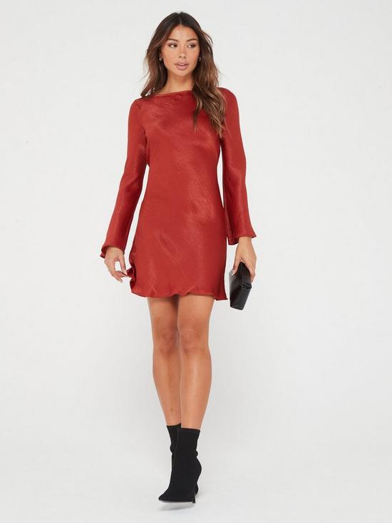 stillFront image of v-by-very-long-sleeve-solid-shift-mini-dress