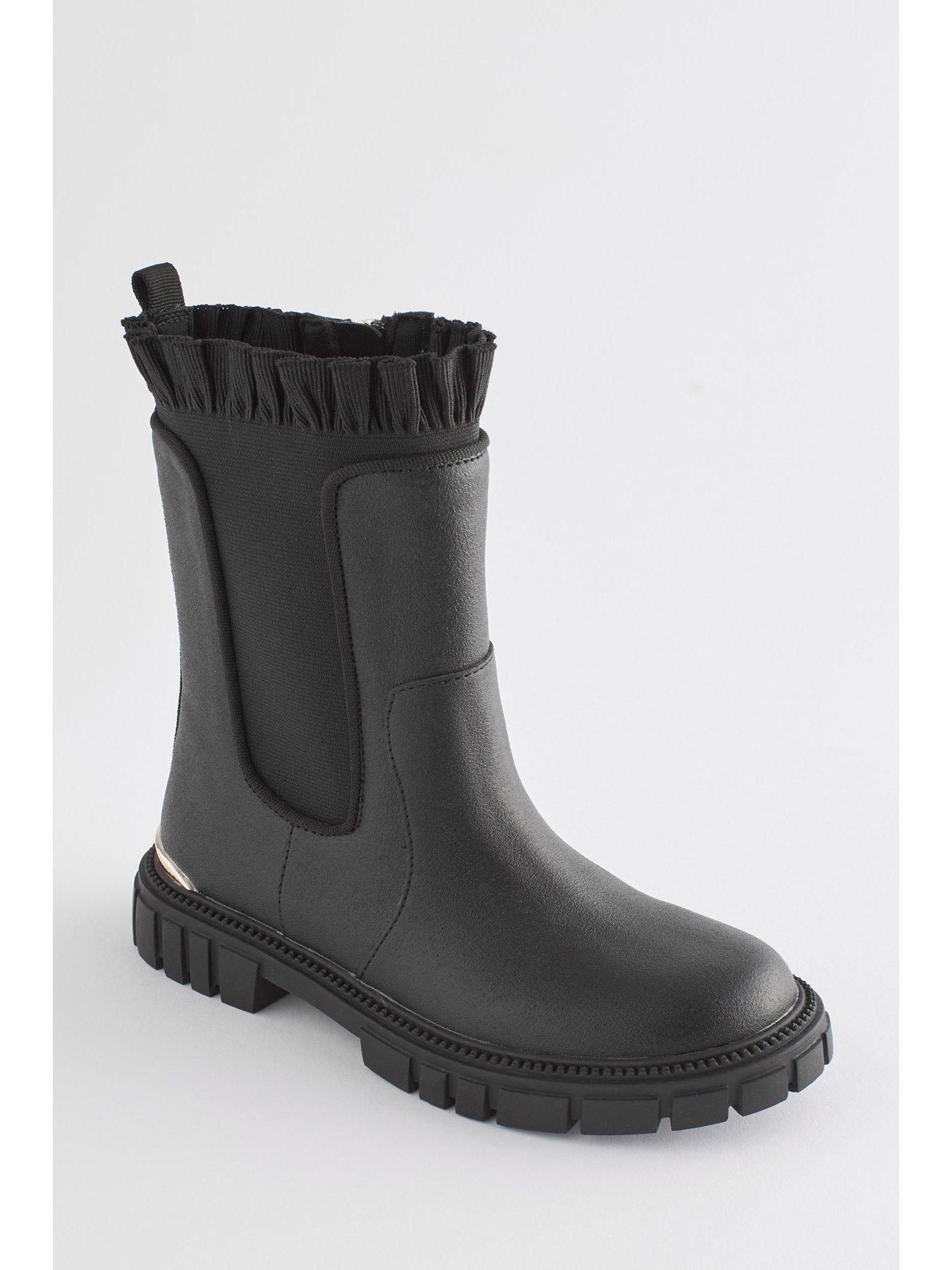 Older Girls Black Frill Boot