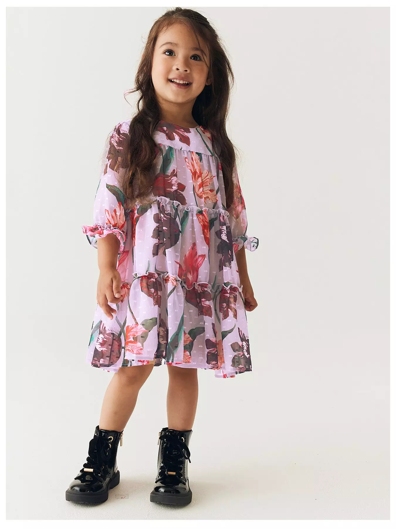 Mini V by Very Girls Amour Floral Sweater Dress and Legging Set - Navy