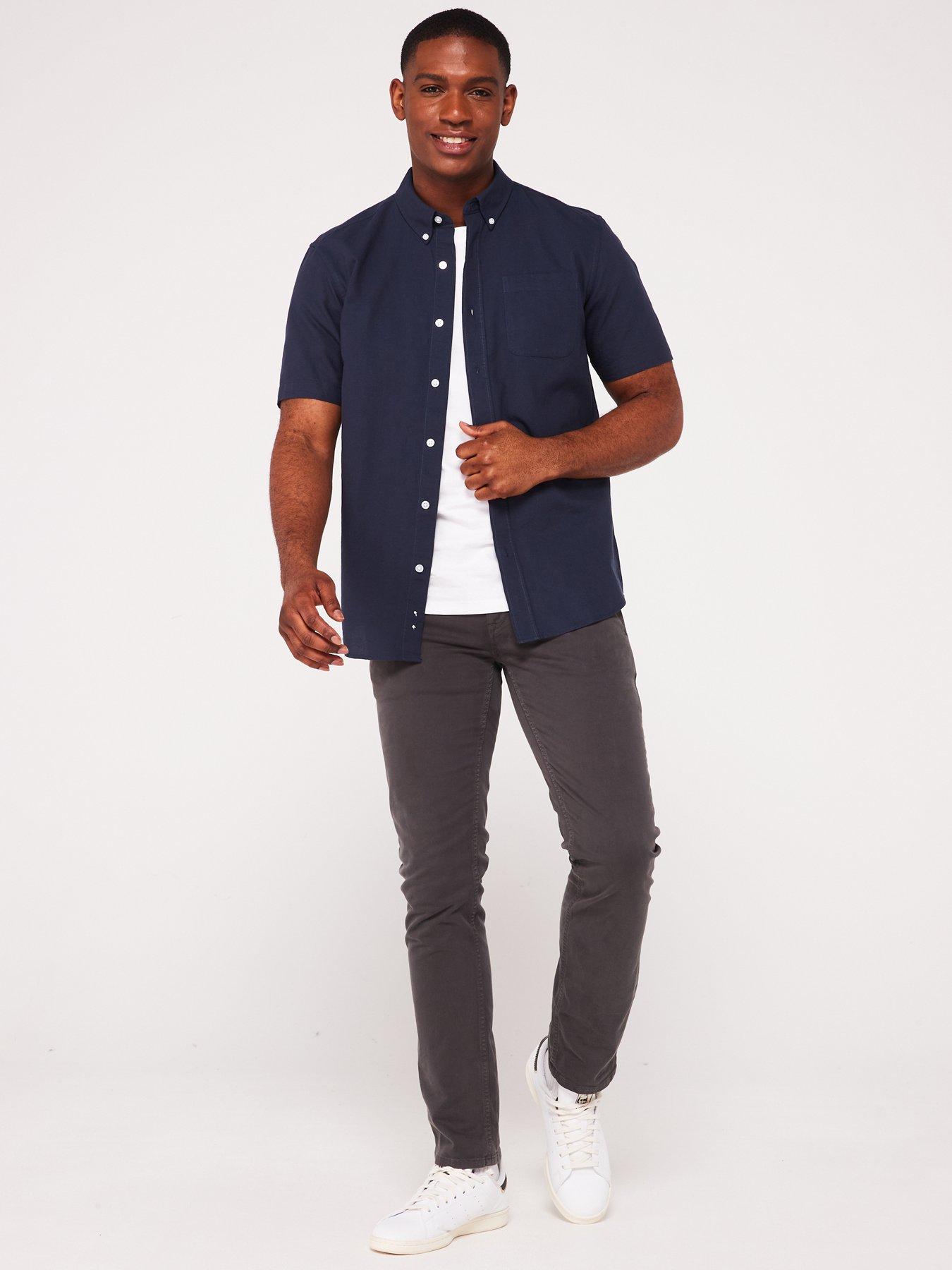  image of everyday-short-sleeve-oxford-shirt--navy