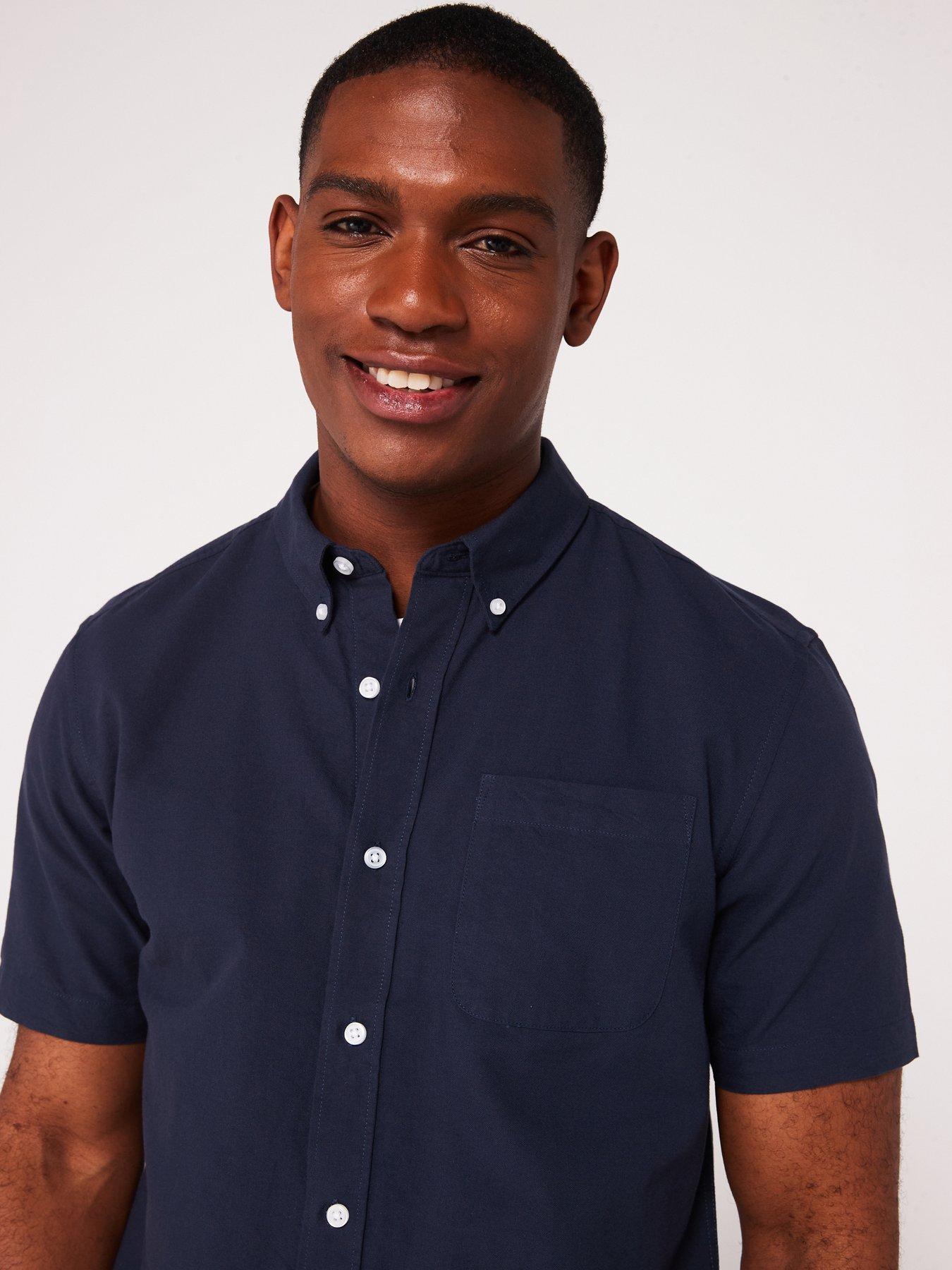  image of everyday-short-sleeve-oxford-shirt--navy