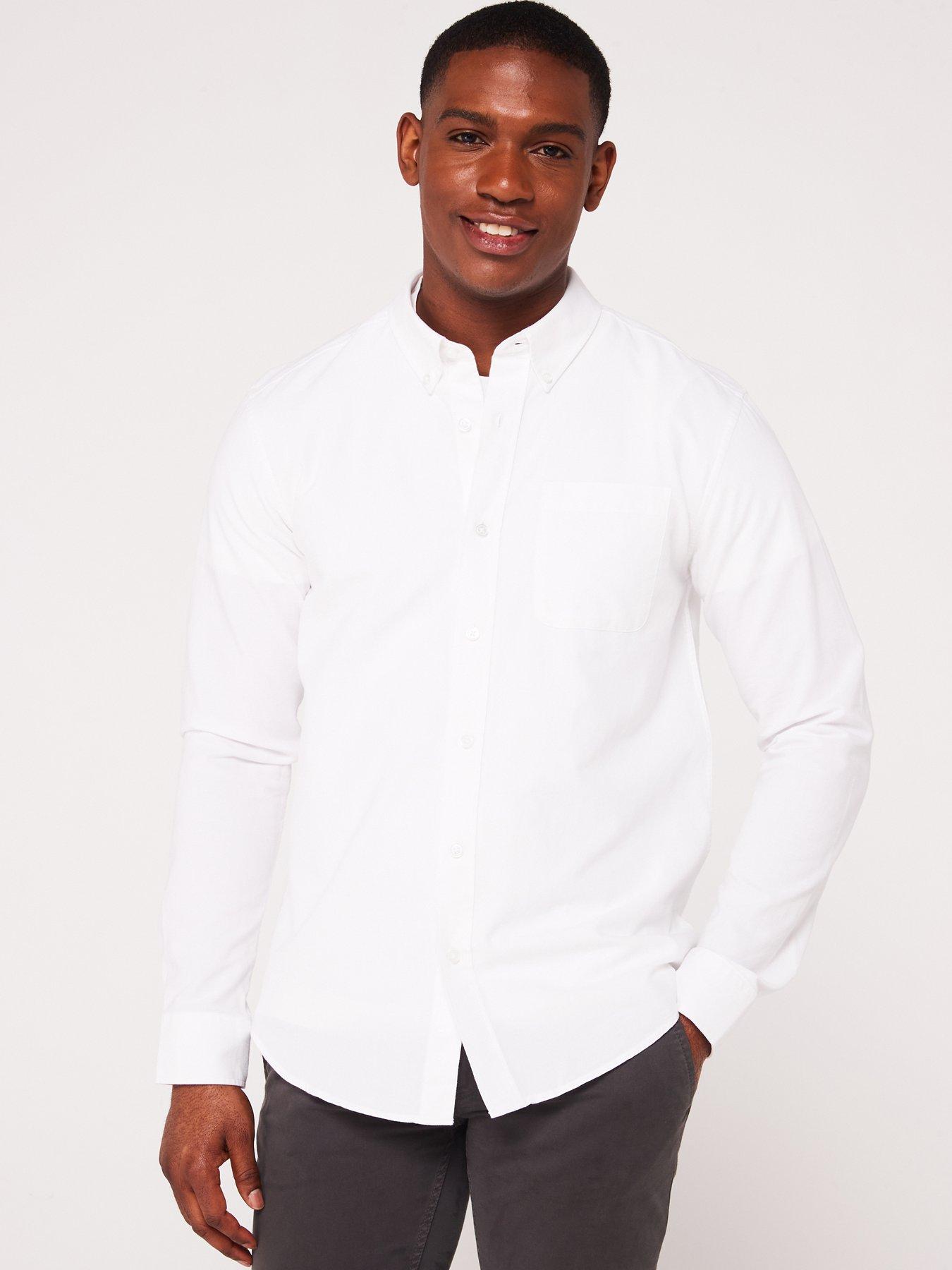 undefined Long Sleeve Button Down Oxford Shirt - White