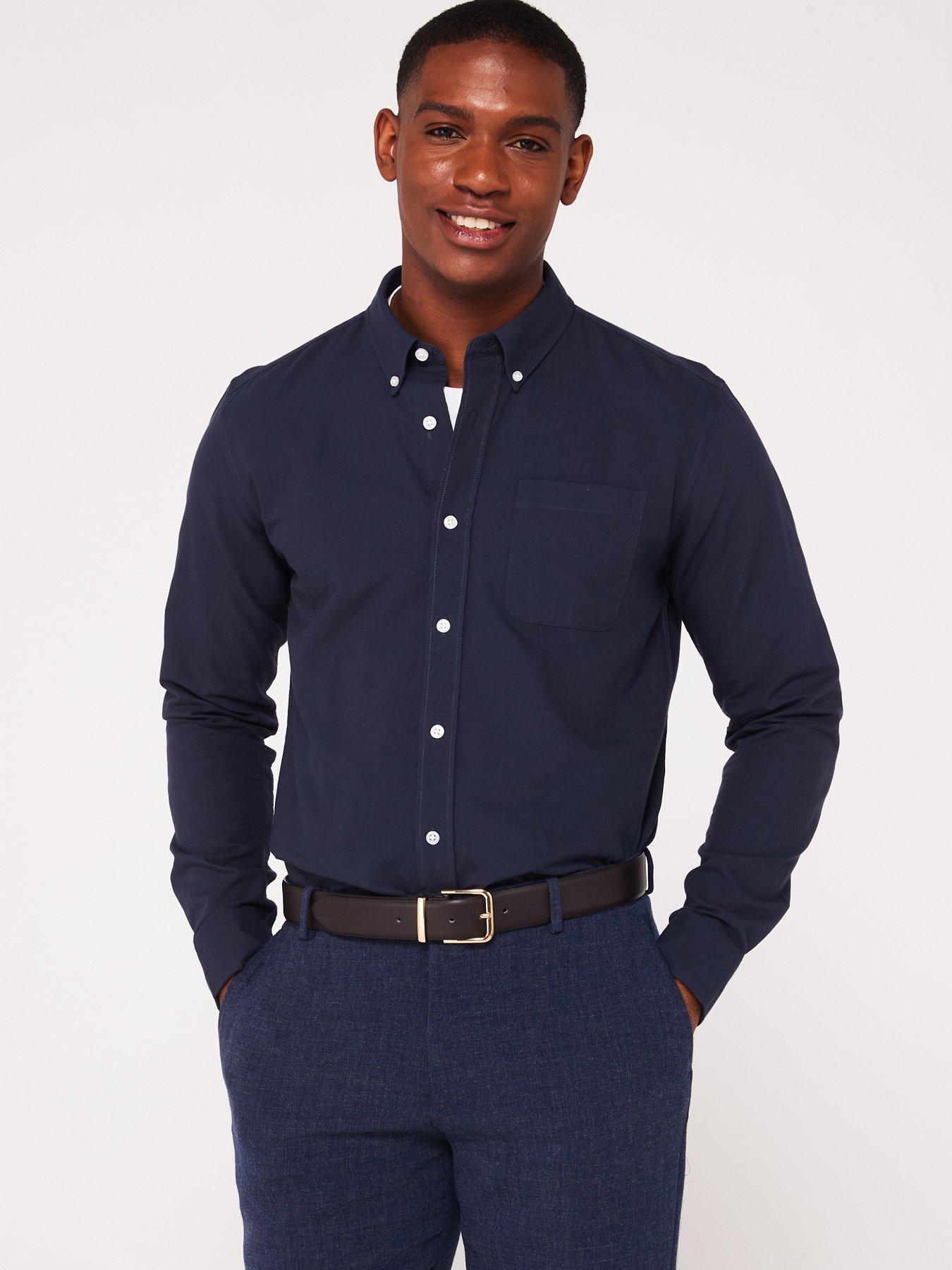 Image 4 of 6 of Everyday Long Sleeve Button Down Oxford Shirt - Navy