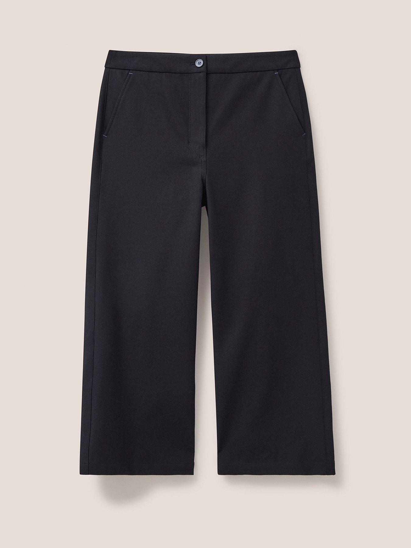 White Stuff Belle Wide Leg Cropped Trouser - Black