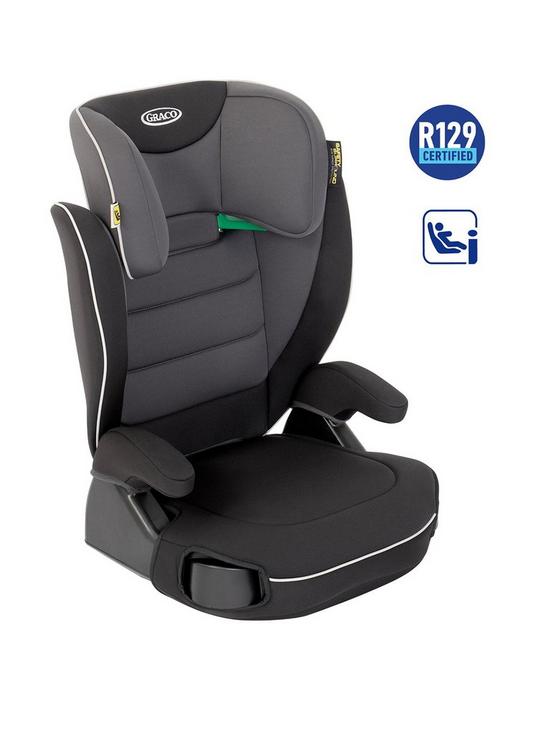 front image of graco-logico-l-i-size-r129-highback-booster-car-seat-midnight