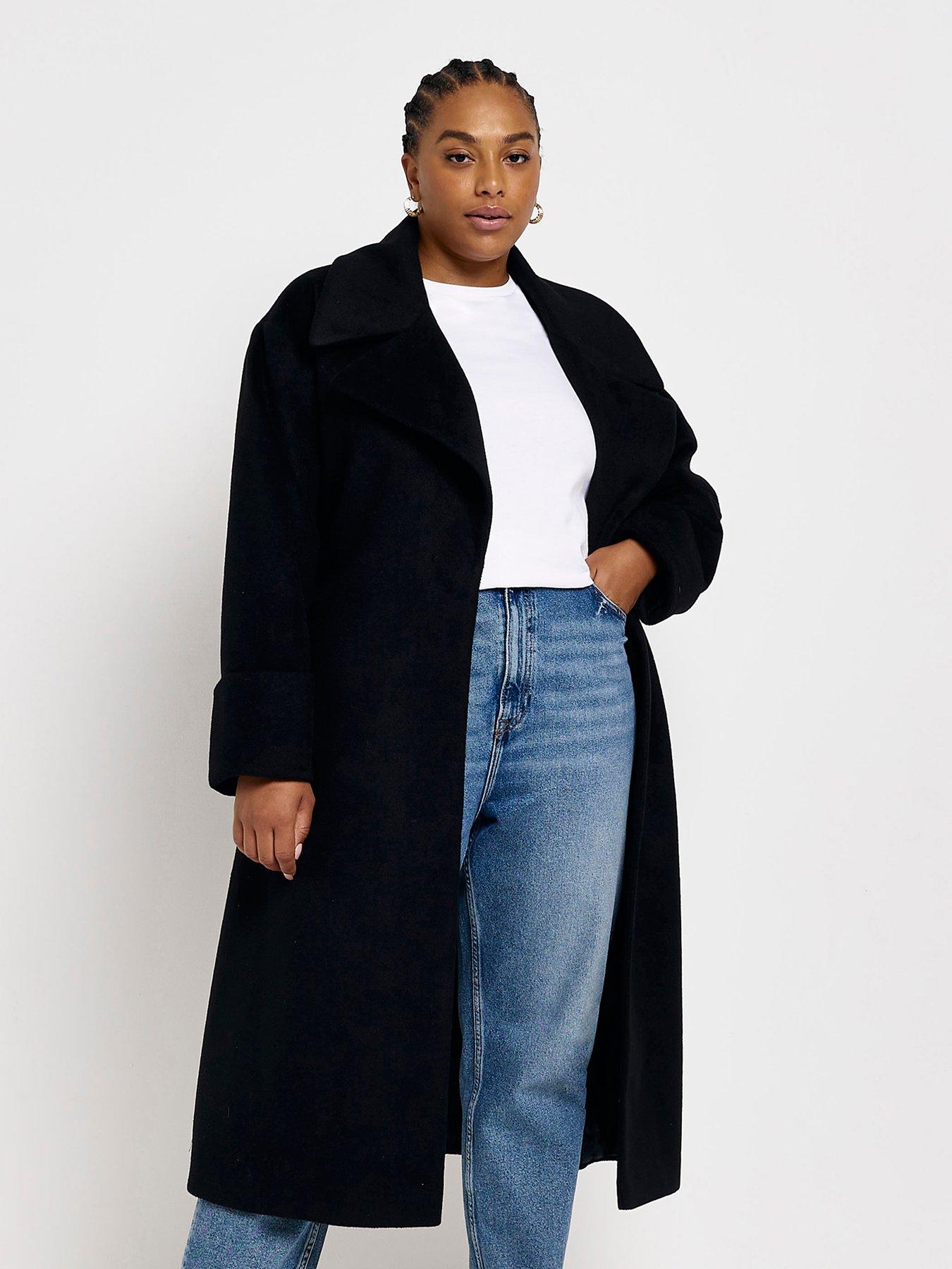 Black belted 2024 robe coat