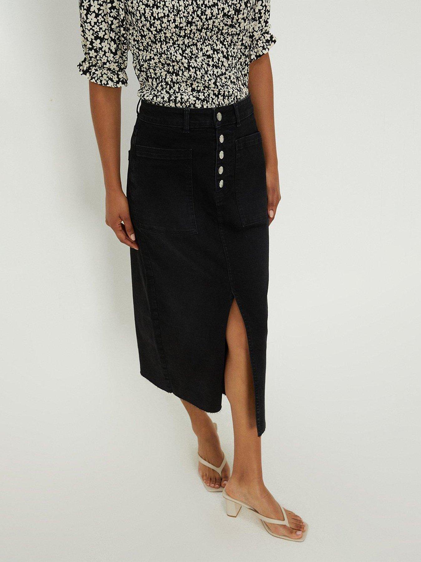Button down skirt black best sale