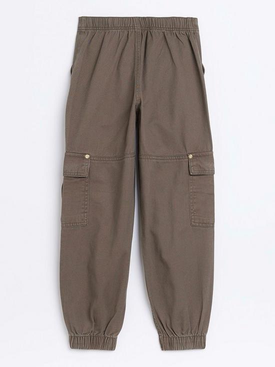 back image of river-island-girls-cargo-pocket-trousers-khaki