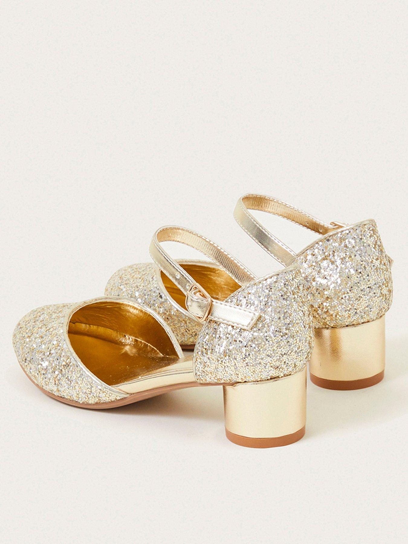 Girls gold 2024 glitter heels