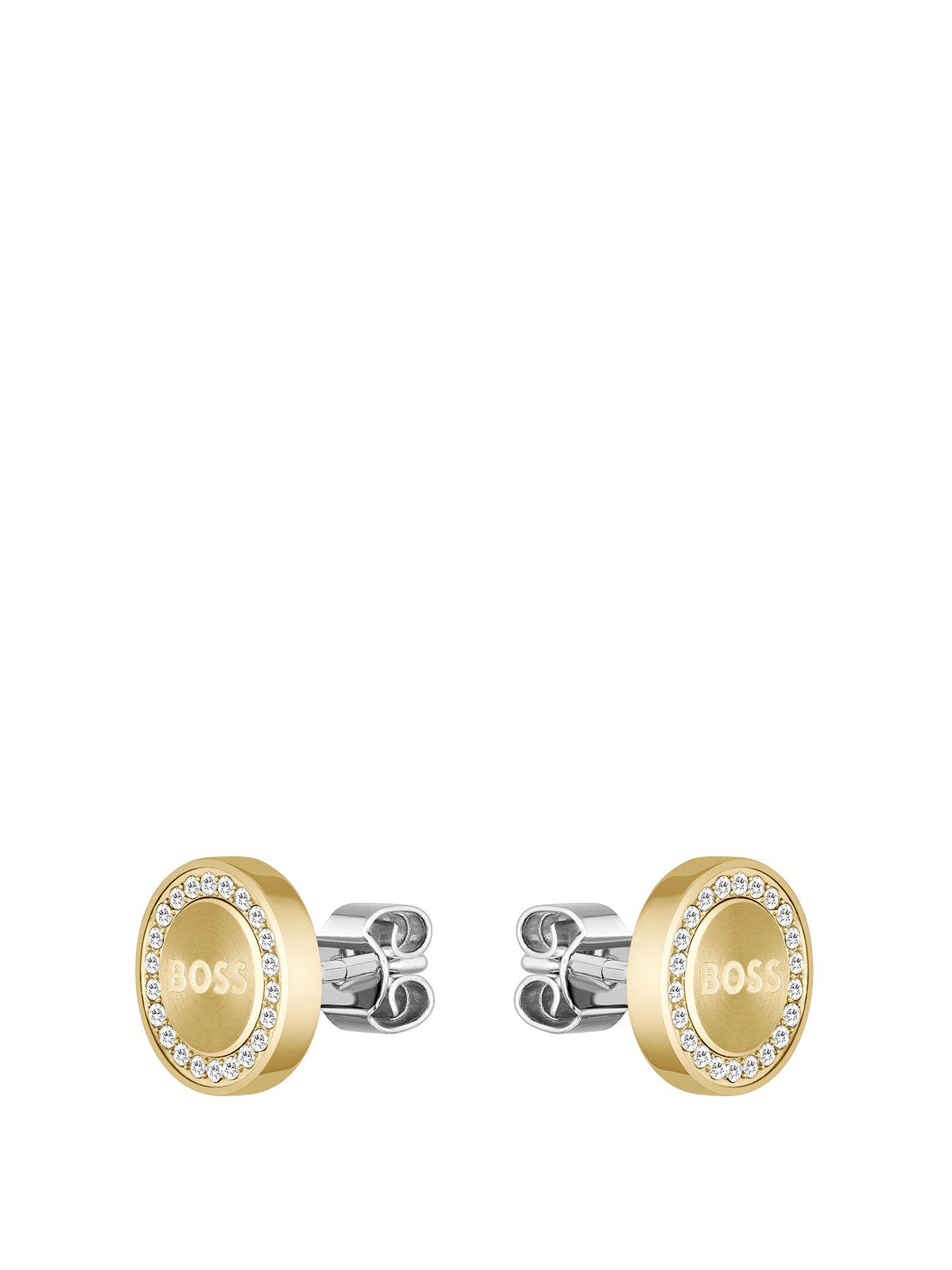 undefined Ladies Iona Light Yellow Gold IP Crystal Stud Earrings