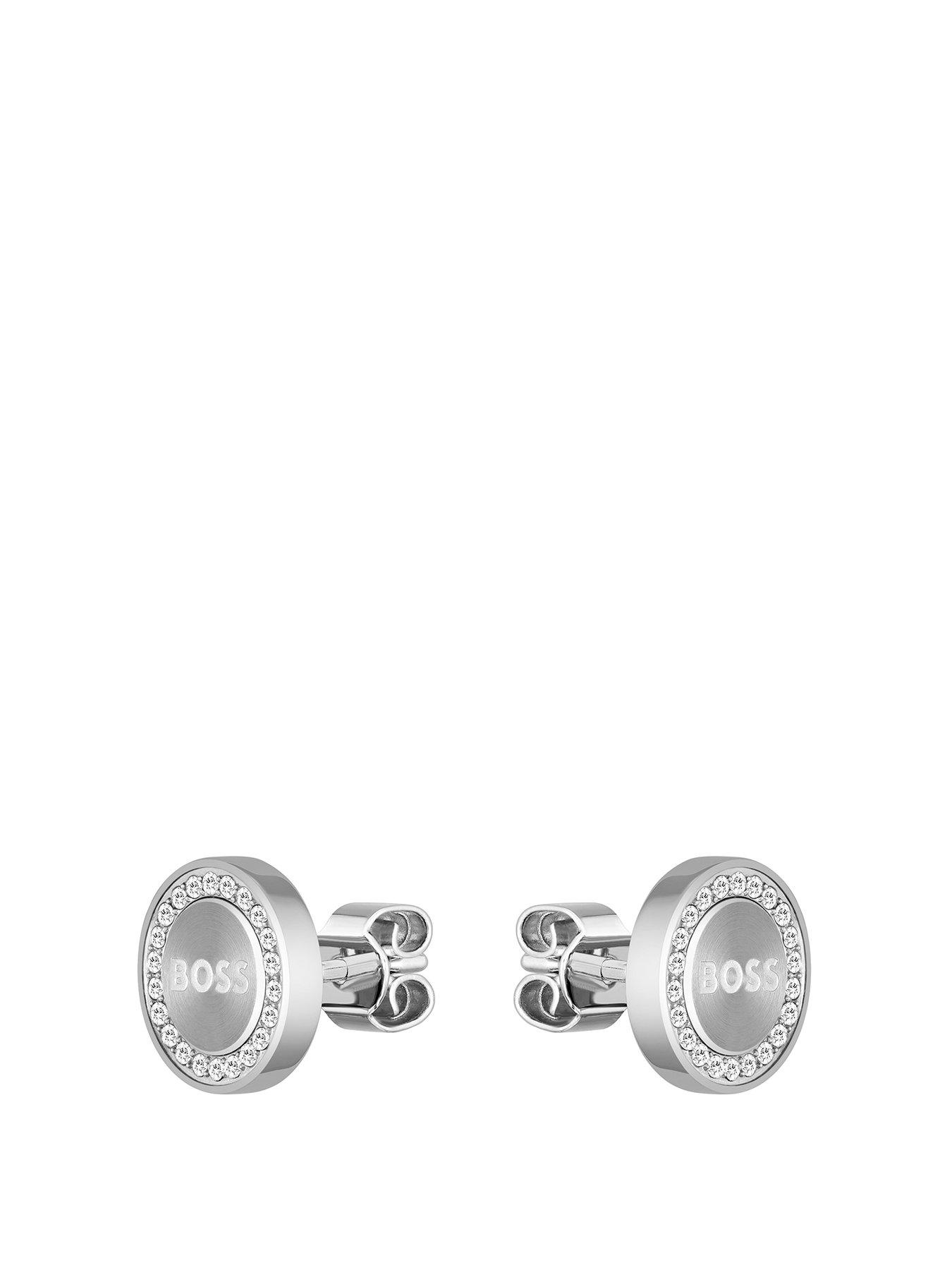 Image 1 of 3 of BOSS Ladies Iona Stainless Steel Crystal Stud Earrings