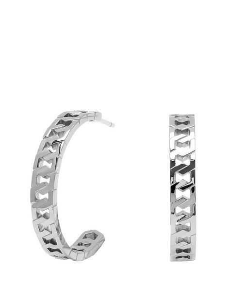 olivia-burton-honeycomb-silver-link-hoop-earrings