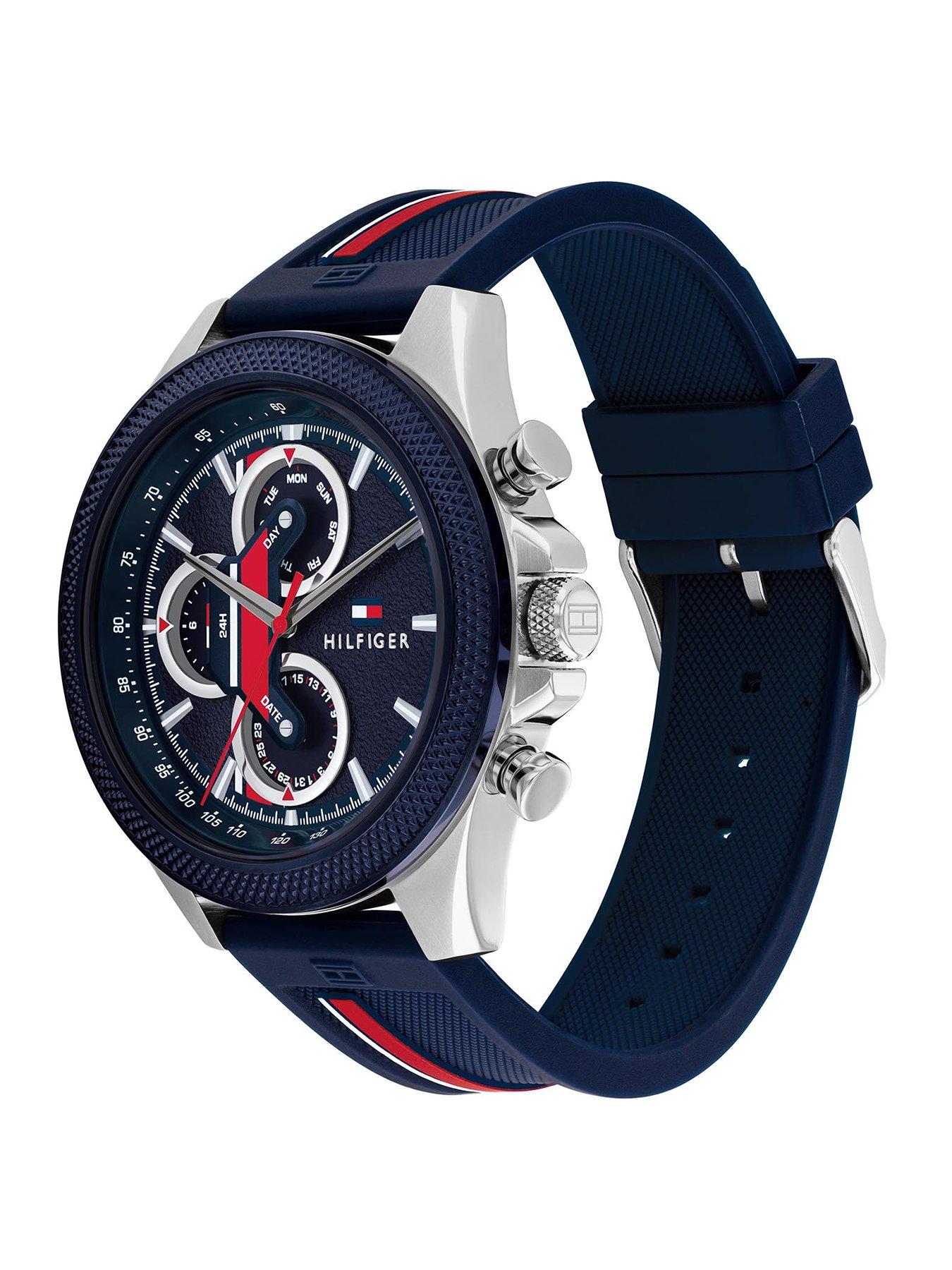  image of tommy-hilfiger-mens-watch-with-a-blue-silicone-strap