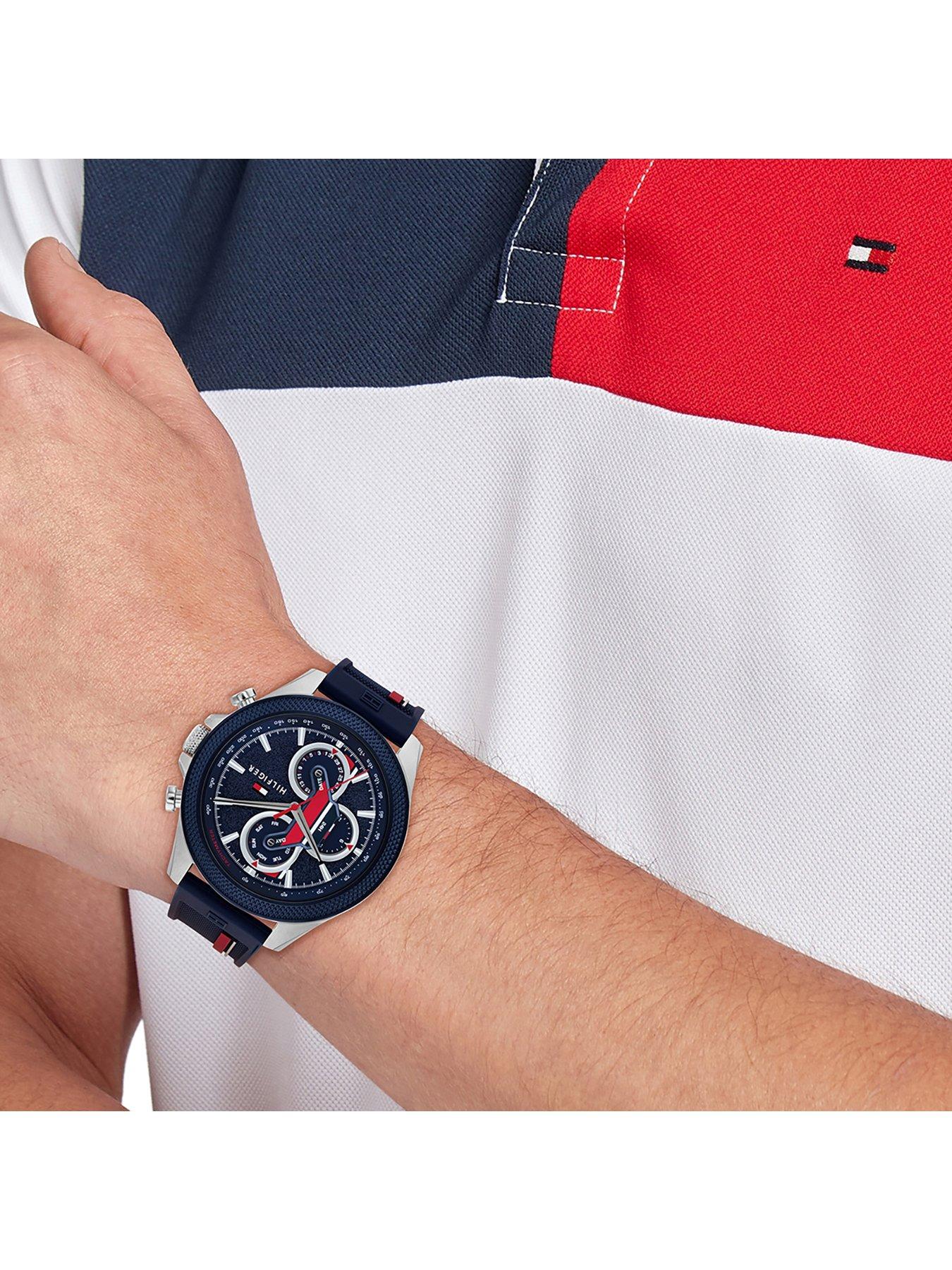  image of tommy-hilfiger-mens-watch-with-a-blue-silicone-strap