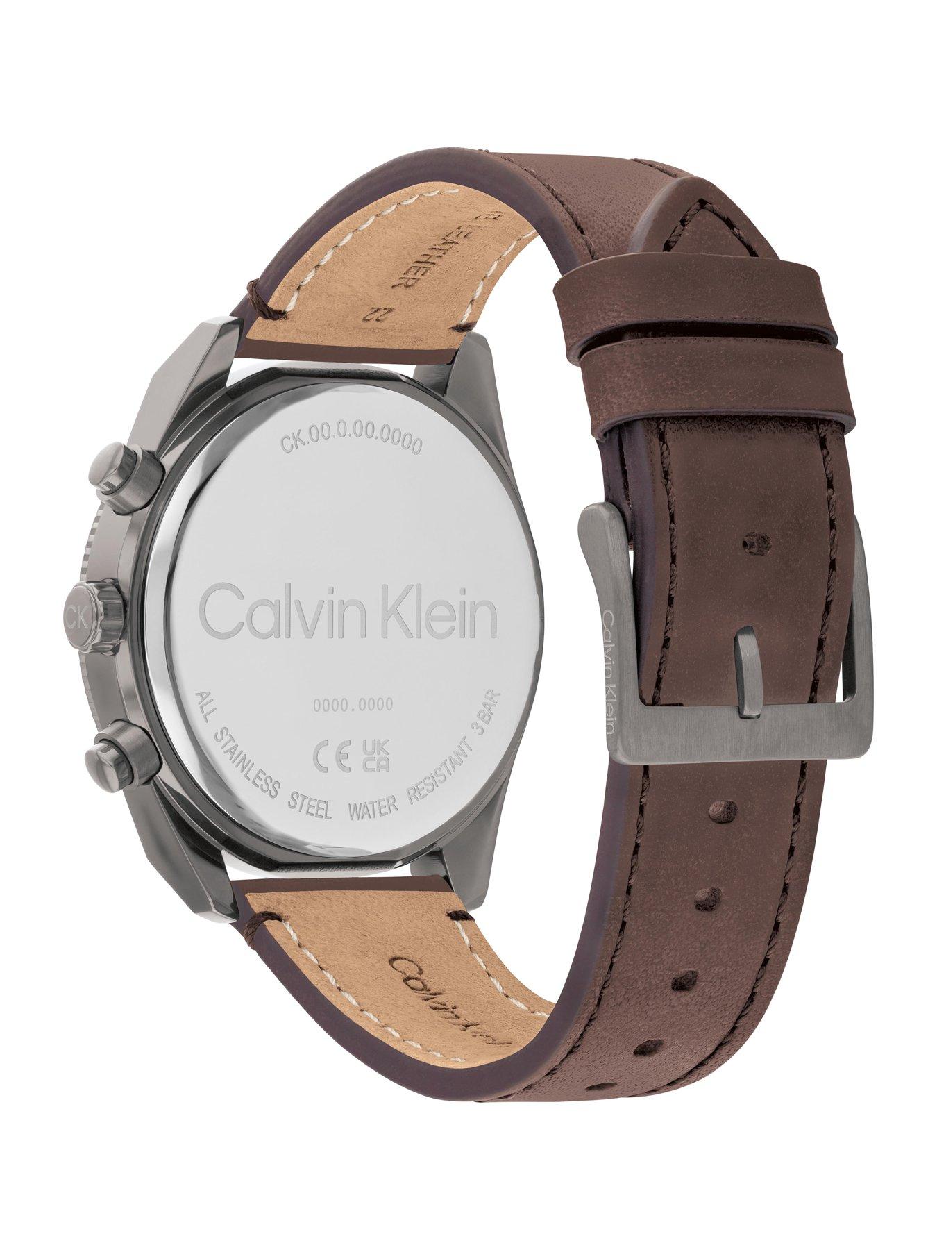 Calvin klein watch brown leather strap sale