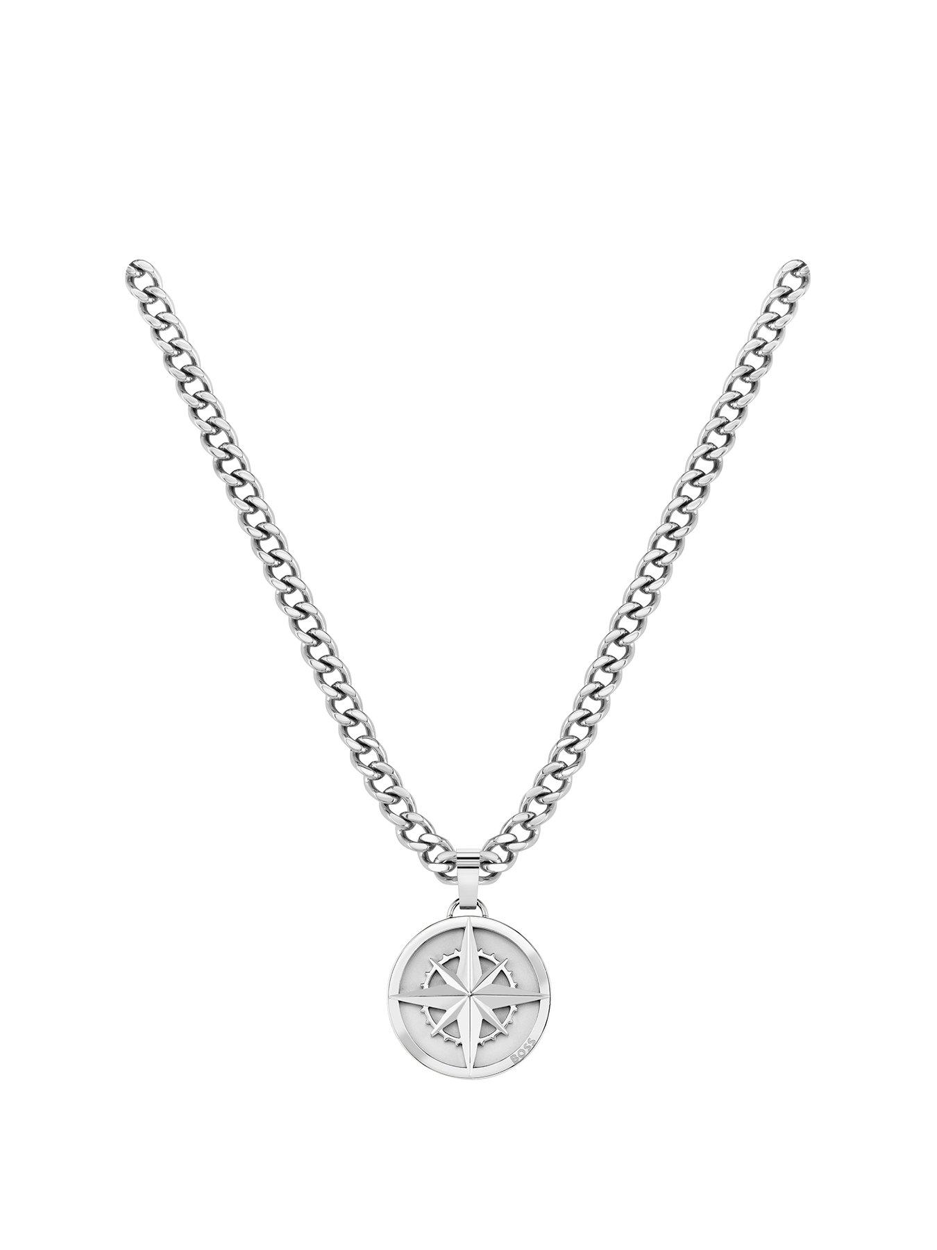  image of boss-gents-stainless-steel-compass-necklace