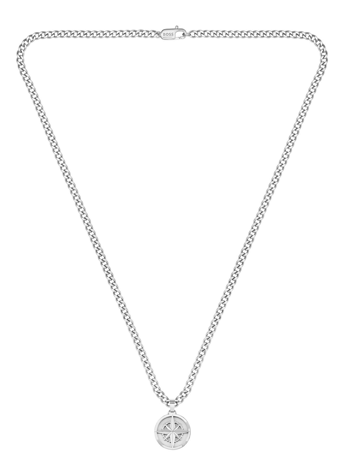  image of boss-gents-stainless-steel-compass-necklace