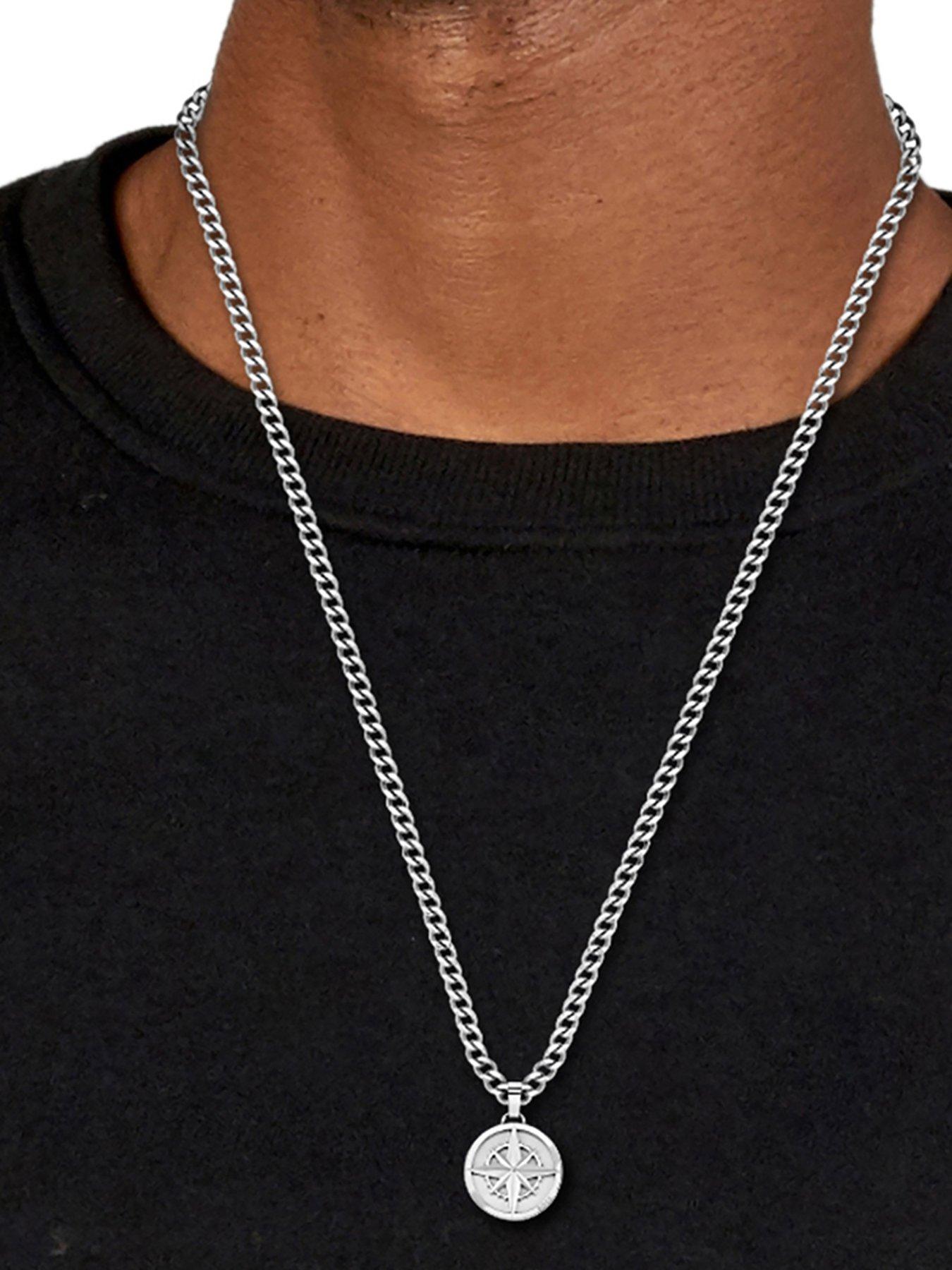  image of boss-gents-stainless-steel-compass-necklace