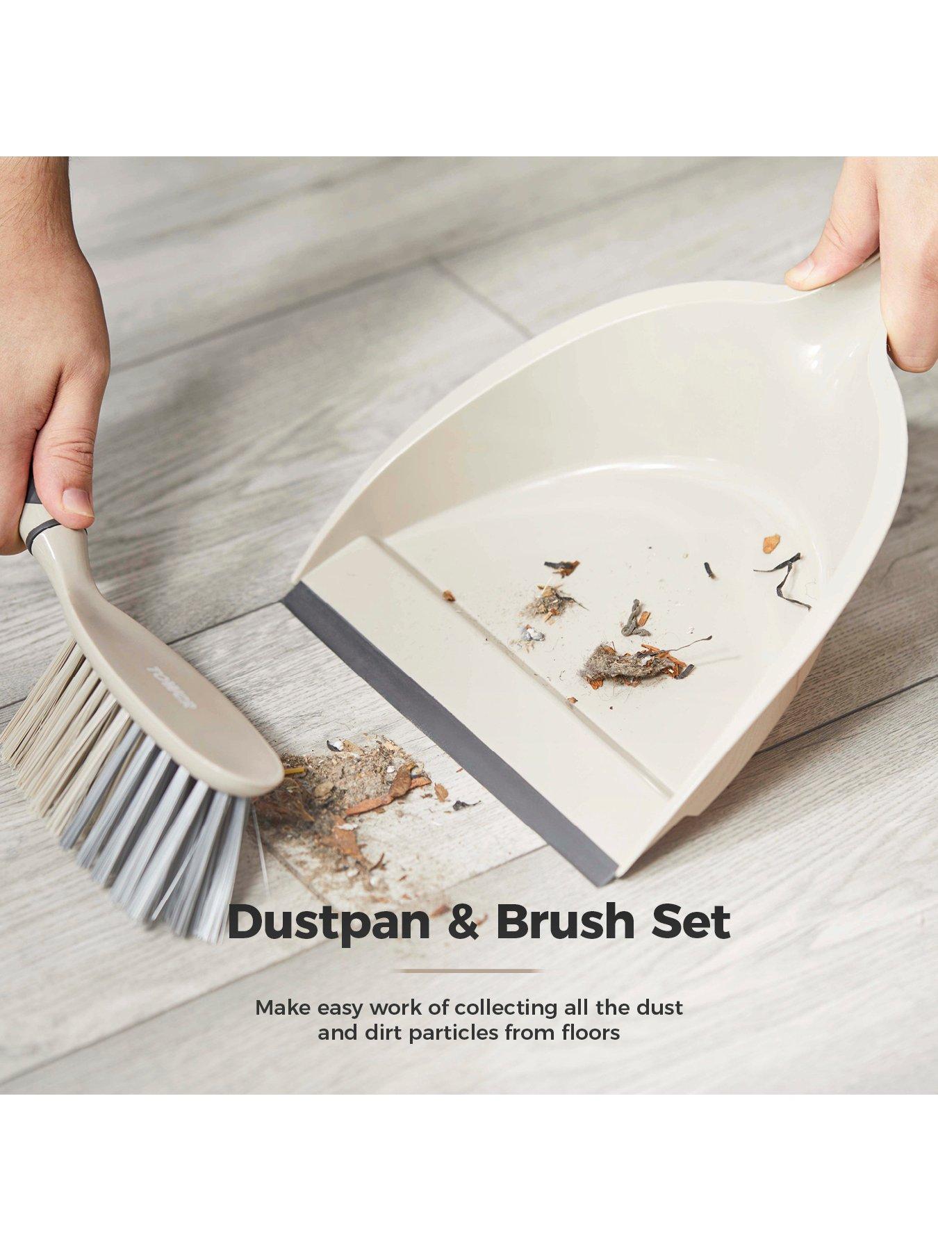  image of tower-t769002msh-5-in-1-cleaning-set-with-dust-pan-and-brushkitchen-broomdish-brushscrub-brush-latte-amp-grey