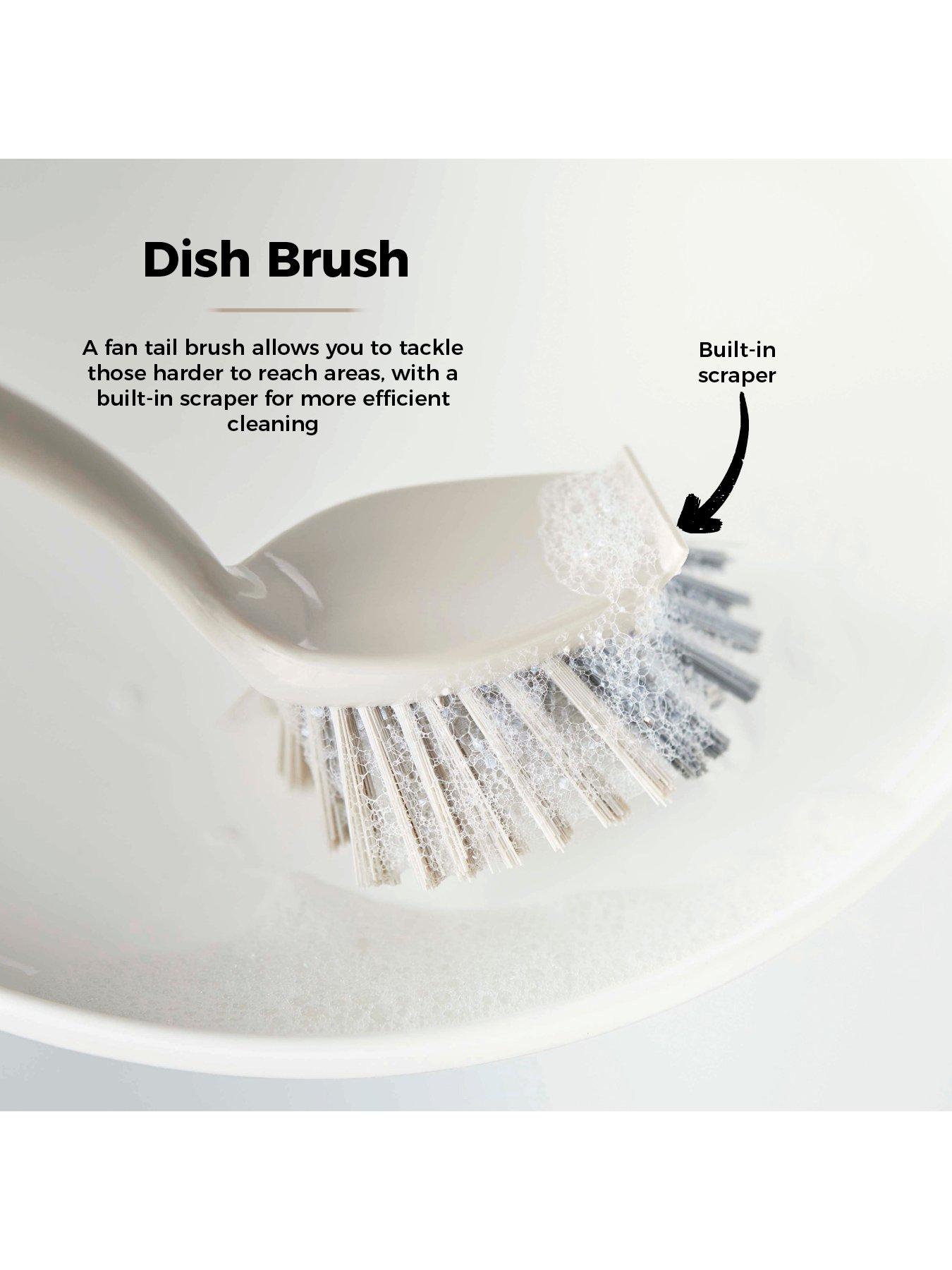  image of tower-t769002msh-5-in-1-cleaning-set-with-dust-pan-and-brushkitchen-broomdish-brushscrub-brush-latte-amp-grey