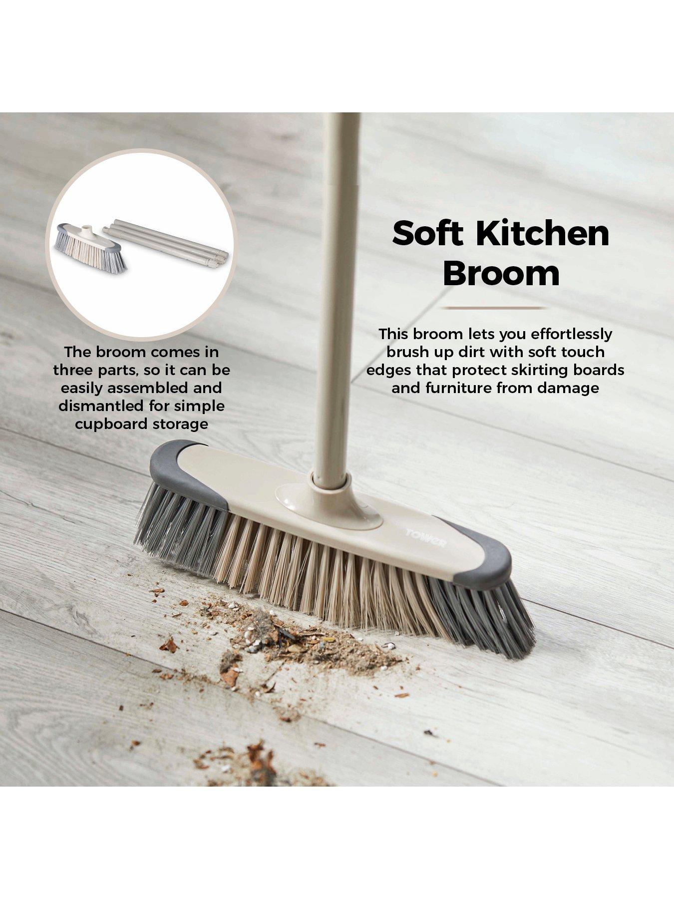 image of tower-t769002msh-5-in-1-cleaning-set-with-dust-pan-and-brushkitchen-broomdish-brushscrub-brush-latte-amp-grey