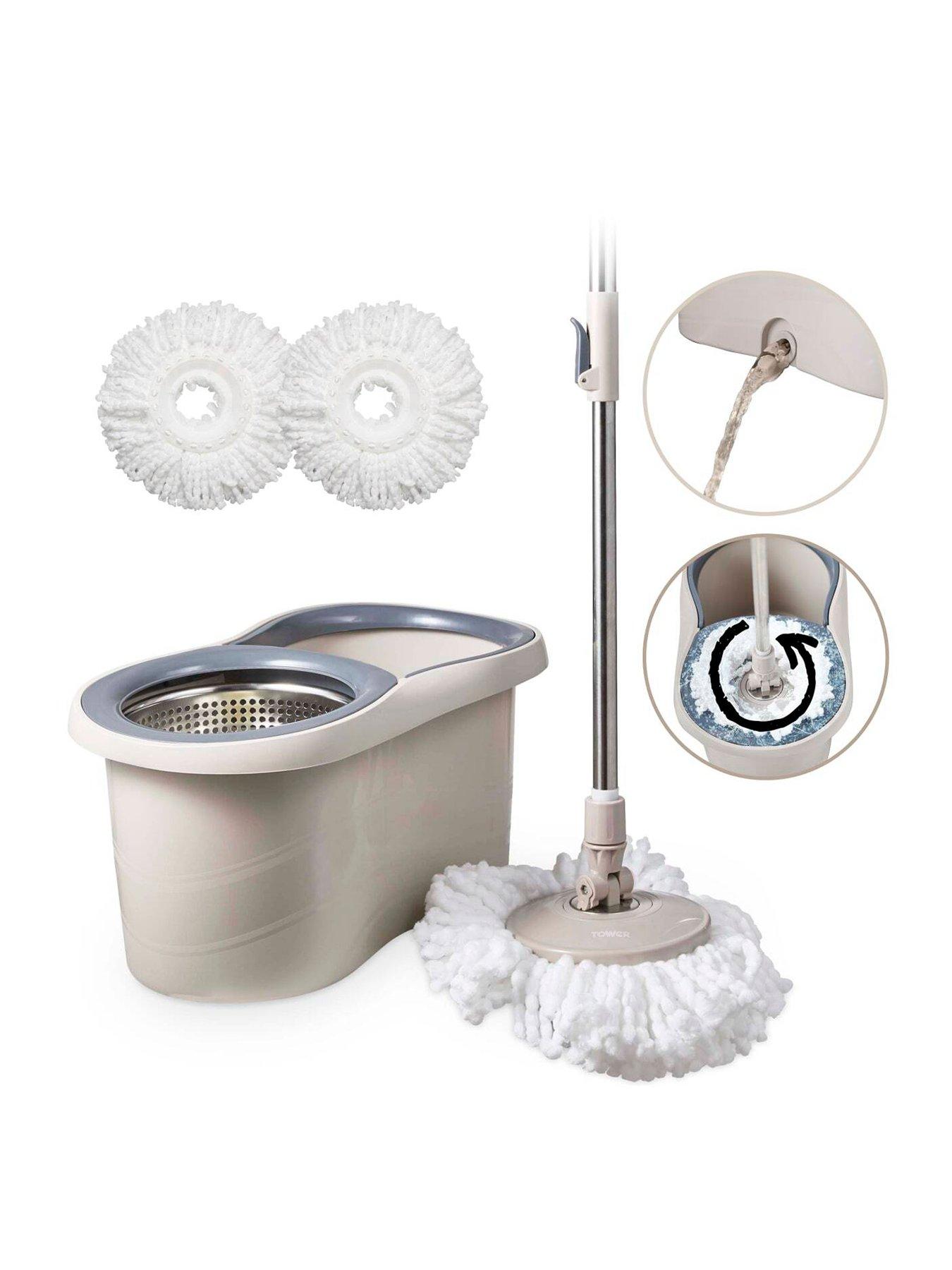 tower-classic-spin-mop-with-stainless-steel-wringer-and-collapsible-handle