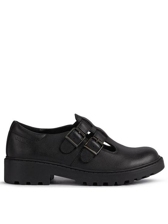 front image of geox-casey-girls-leather-double-strap-school-shoe