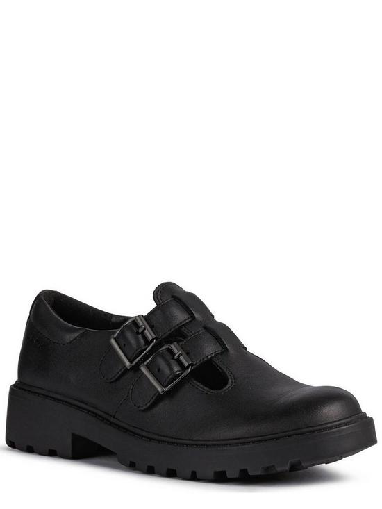 stillFront image of geox-casey-girls-leather-double-strap-school-shoe