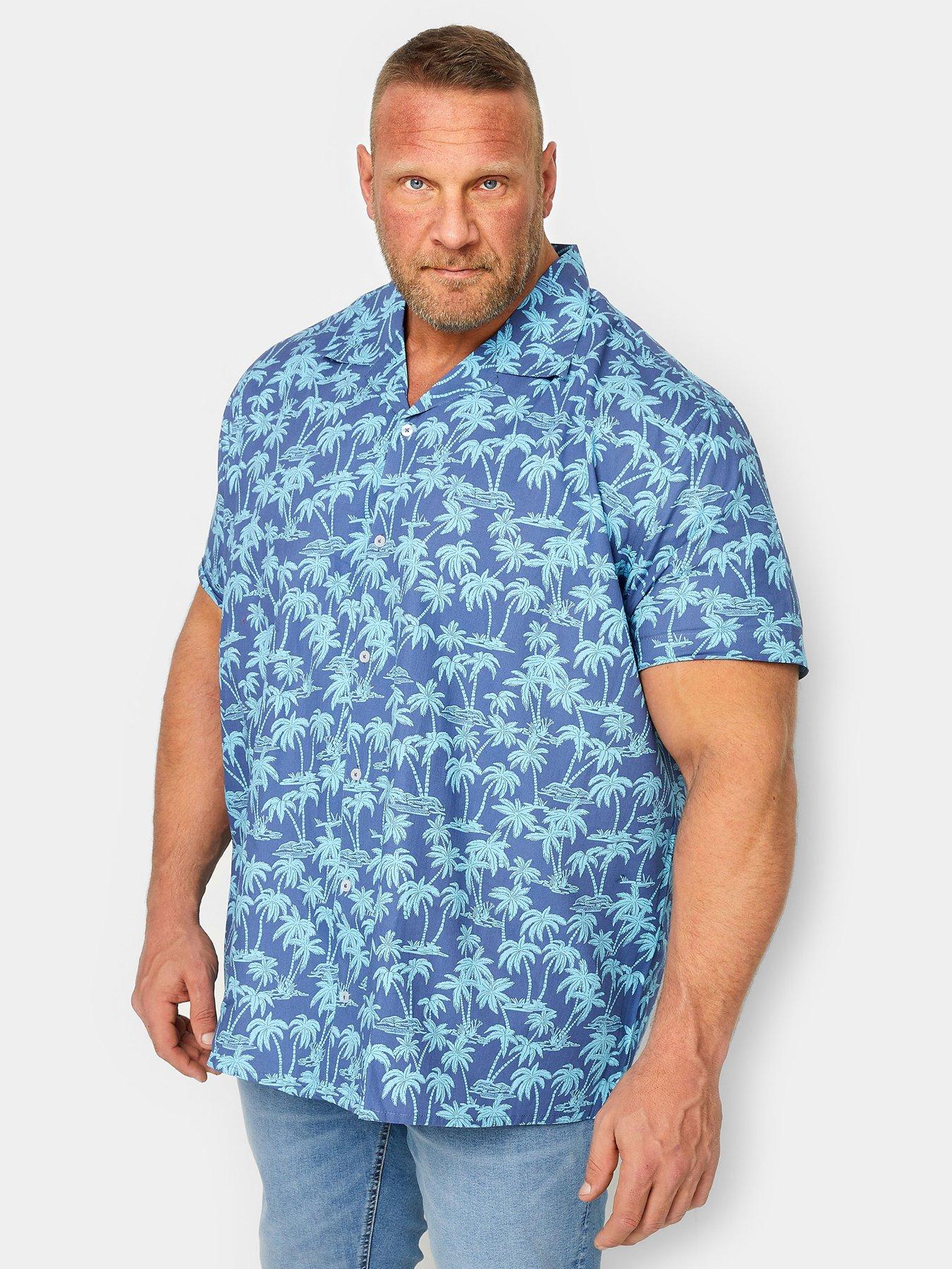 undefined Palm Tree Poplin Resort Shirt - Navy