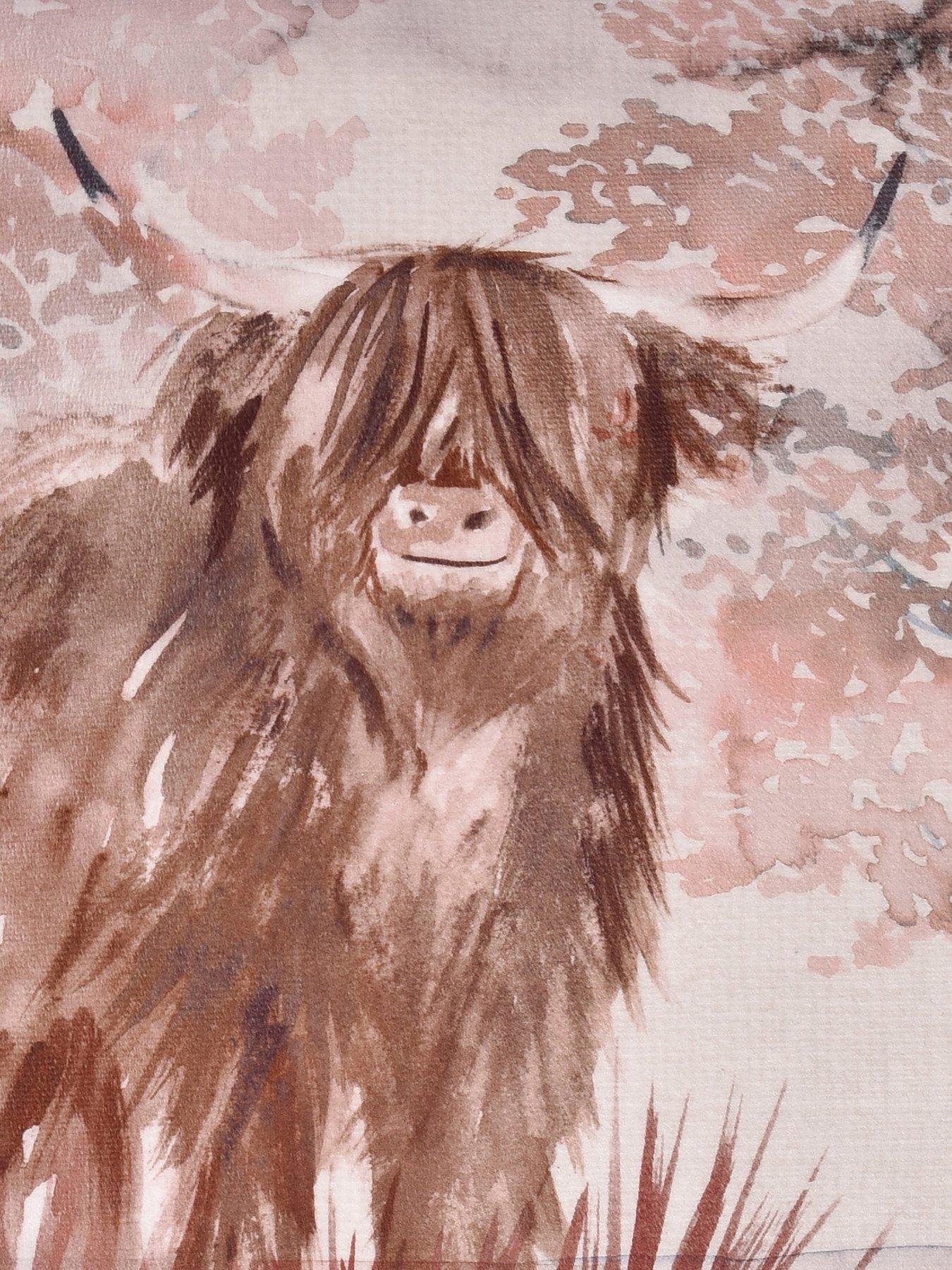  image of dreams-drapes-hanson-highland-cow-velvet-cushion