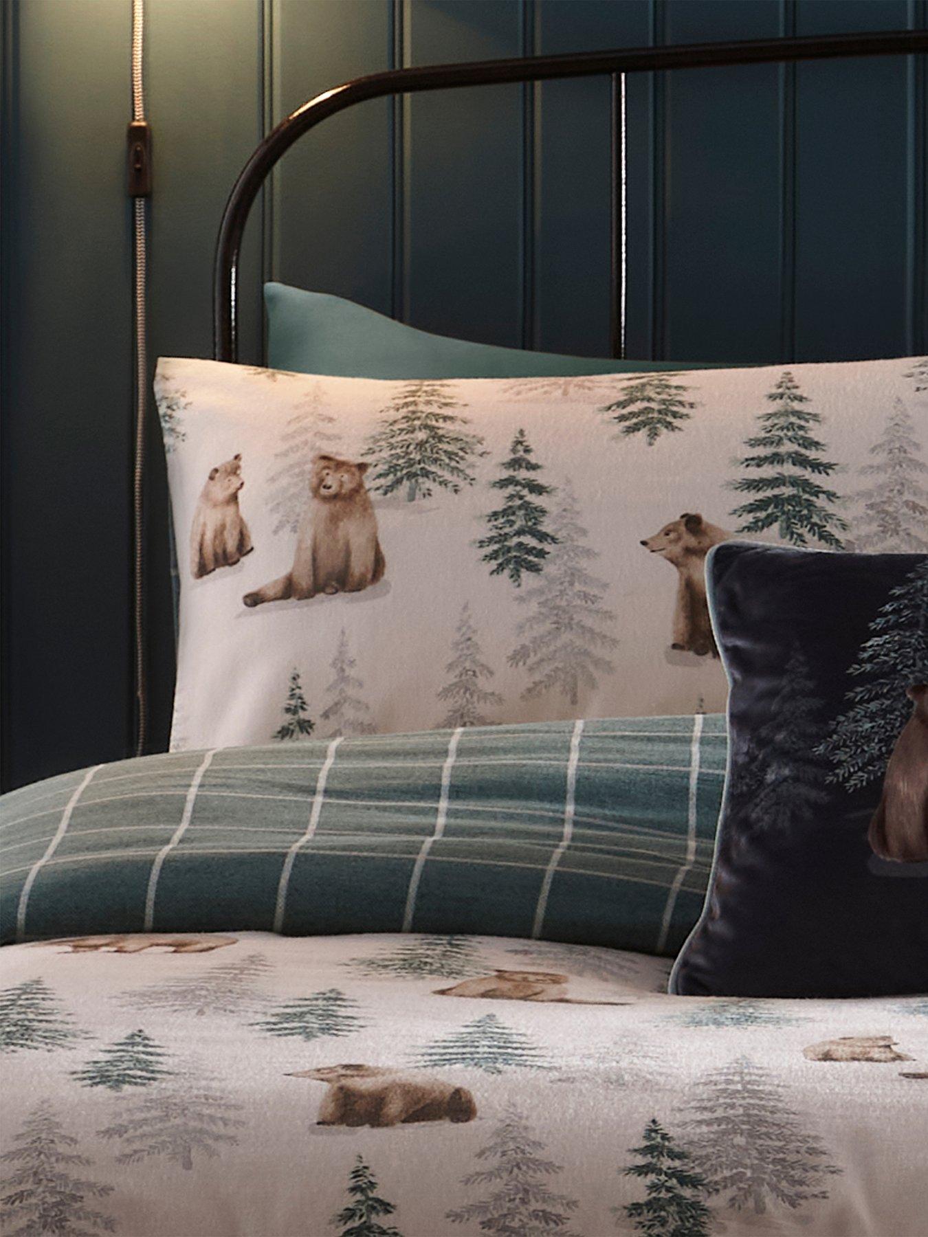  image of dreams-drapes-bear-walks-brushed-cotton-duvet-covernbspset-teal