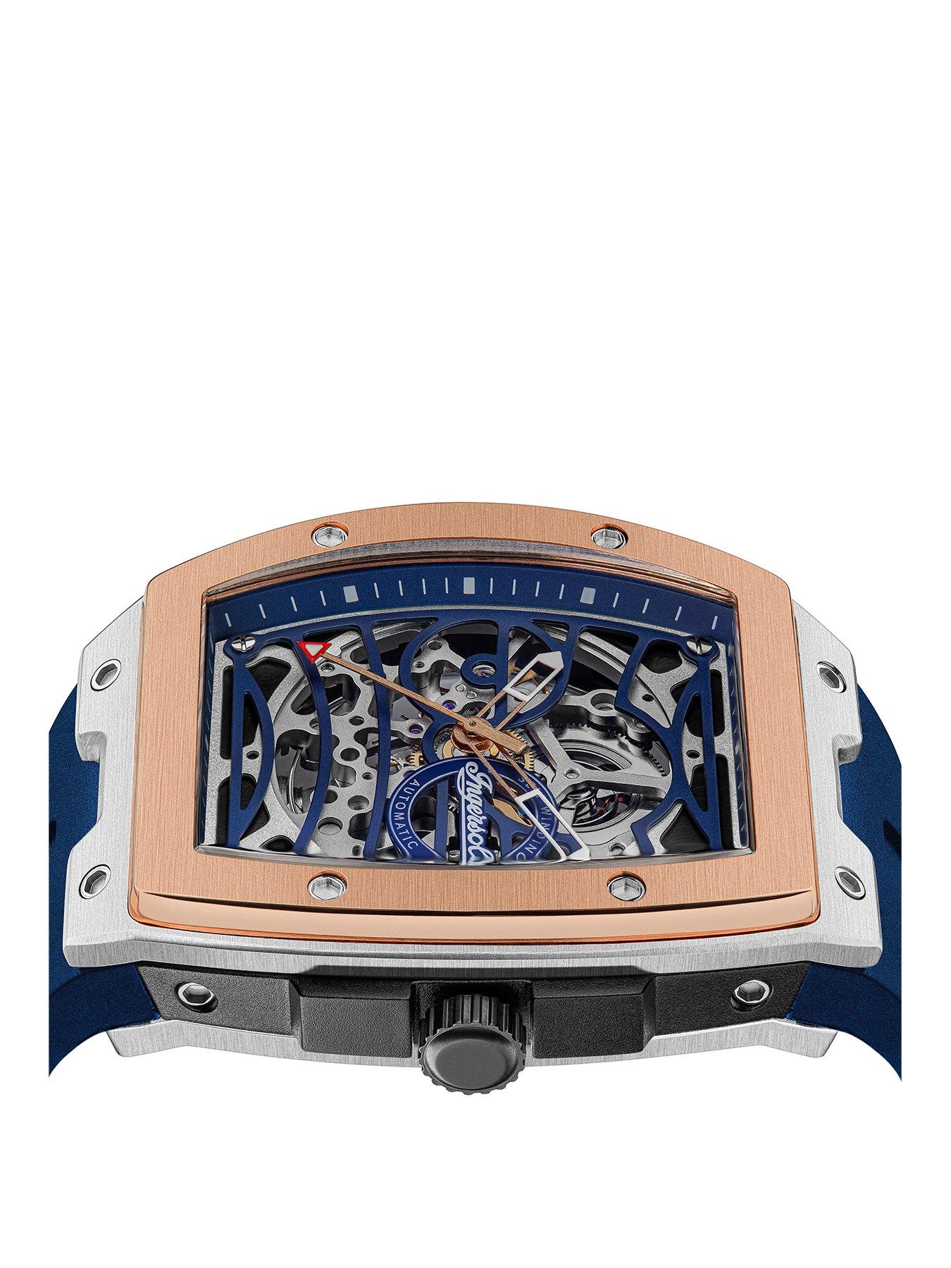  image of ingersoll-1892-the-challenger-automatic-mens-watch-blue-dial-and-blue-pu-strap