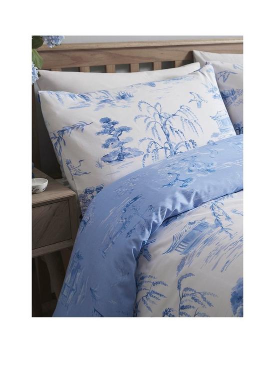 stillFront image of dreams-drapes-oriental-flower-duvet-cover-blue
