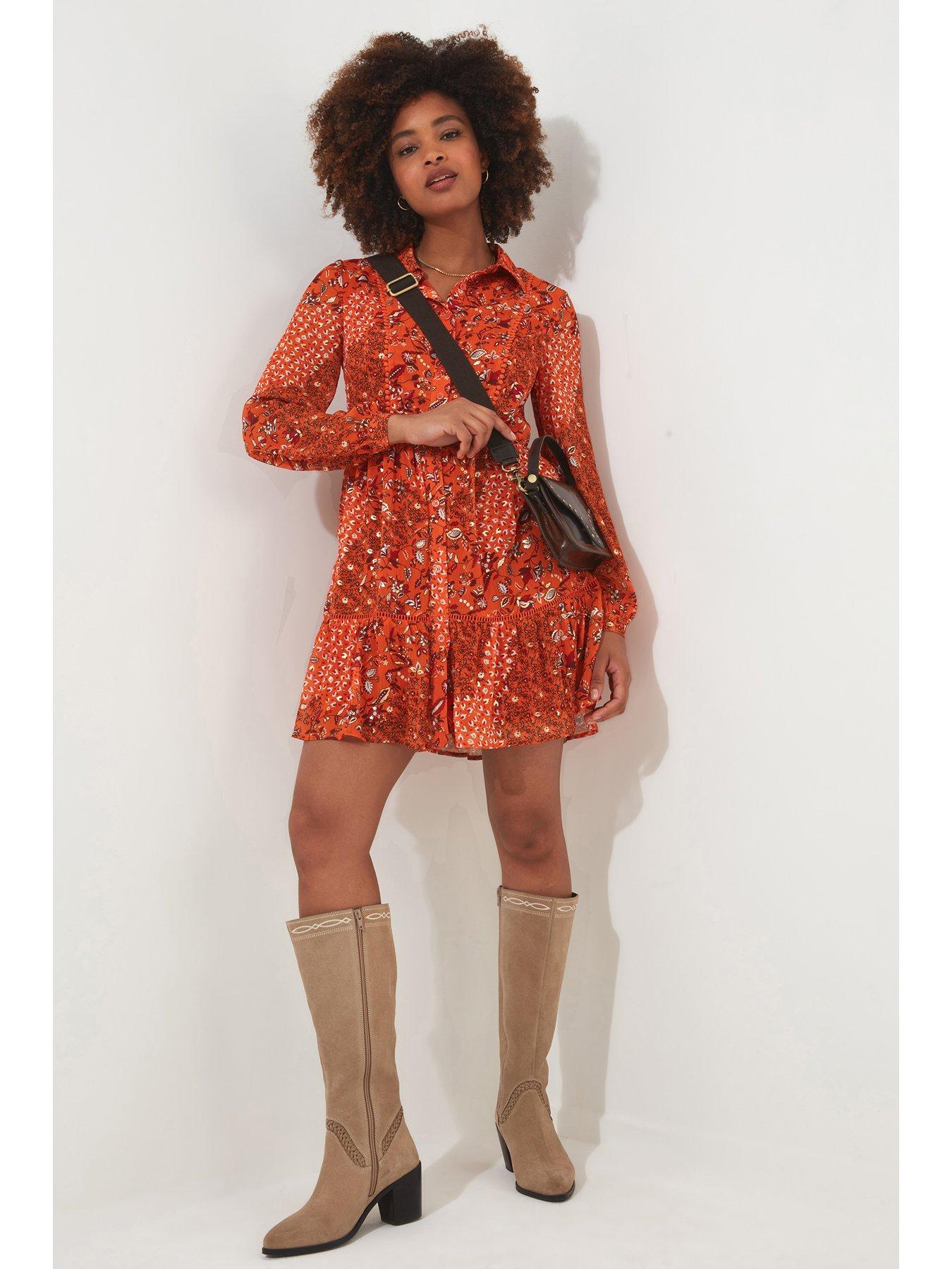 undefined Golden Sunset Tunic Dress - Orange