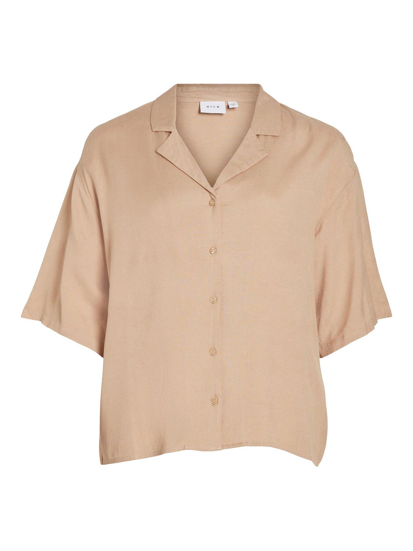 Image 5 of 6 of Vila Pricil Short Sleeve Shirt - Beige