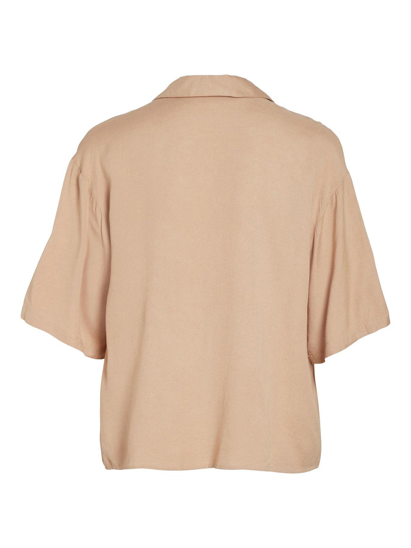 Image 6 of 6 of Vila Pricil Short Sleeve Shirt - Beige
