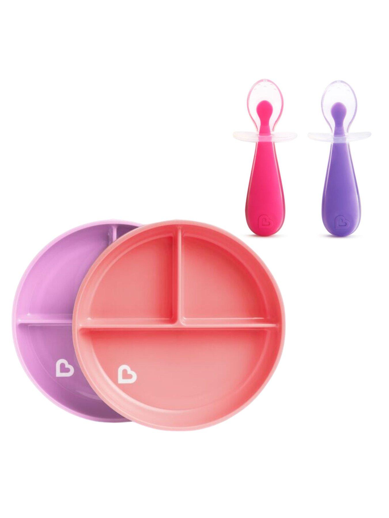 undefined Stay Put Suction Plates and Gentle Scoop Spoons Bundle- Purple/Pink