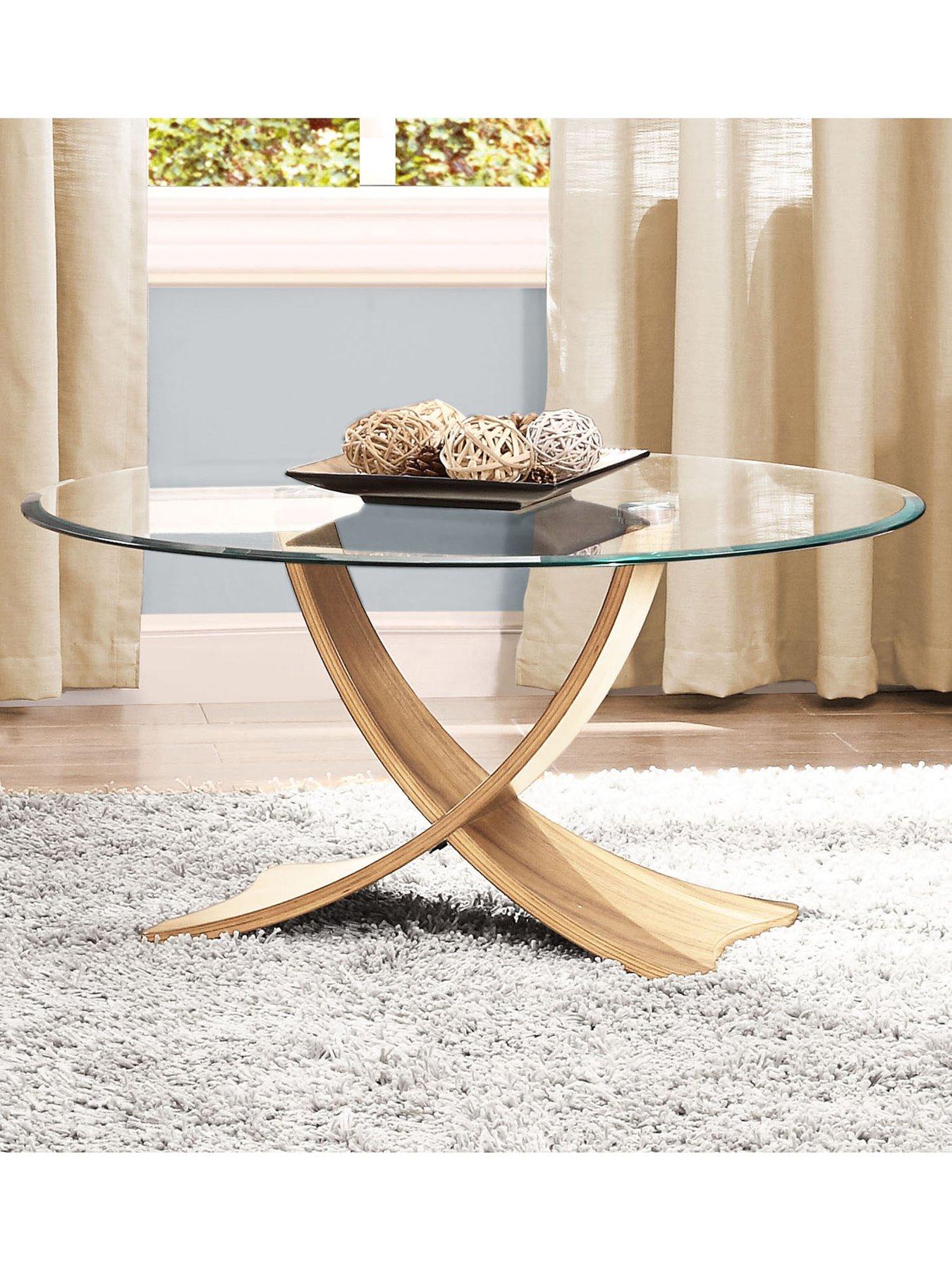 Jual Siena Glass Coffee Table - Real Wood Veneer