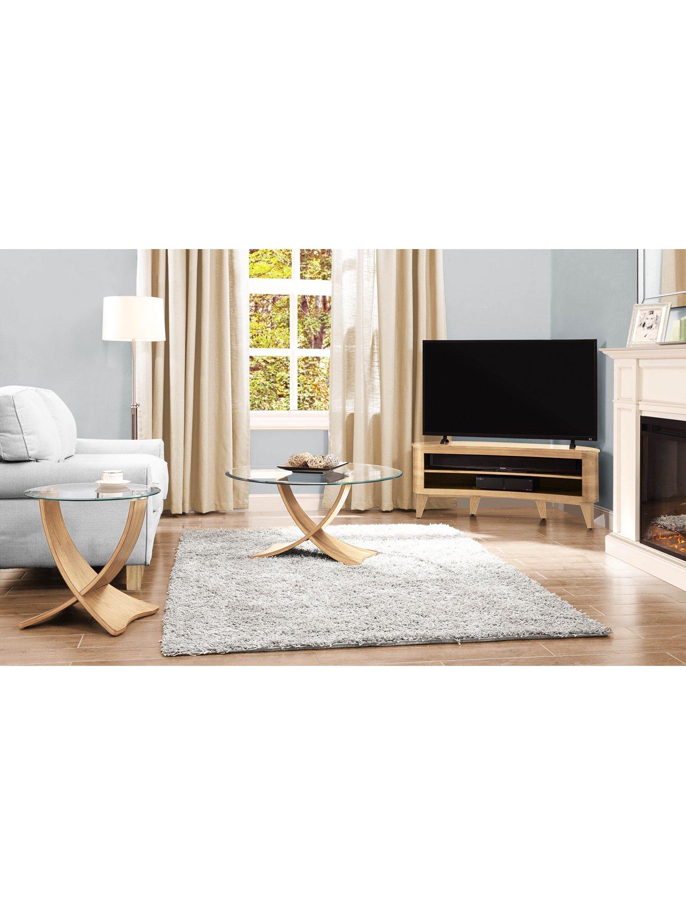  image of jual-siena-glass-coffee-table-real-wood-veneer