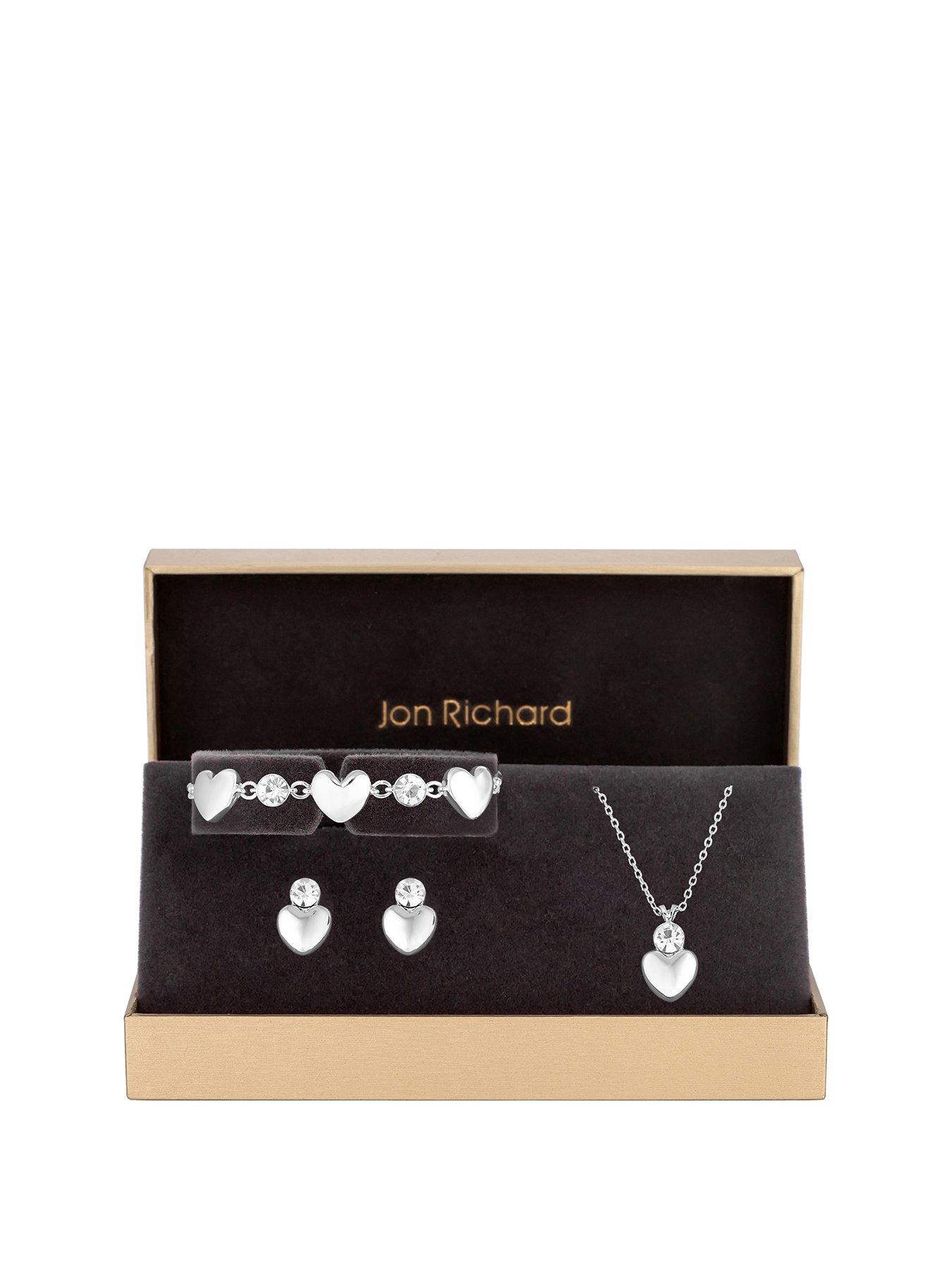 Jon Richard Twist Pearl With Stretch Bracelet Trio Jewellery Set