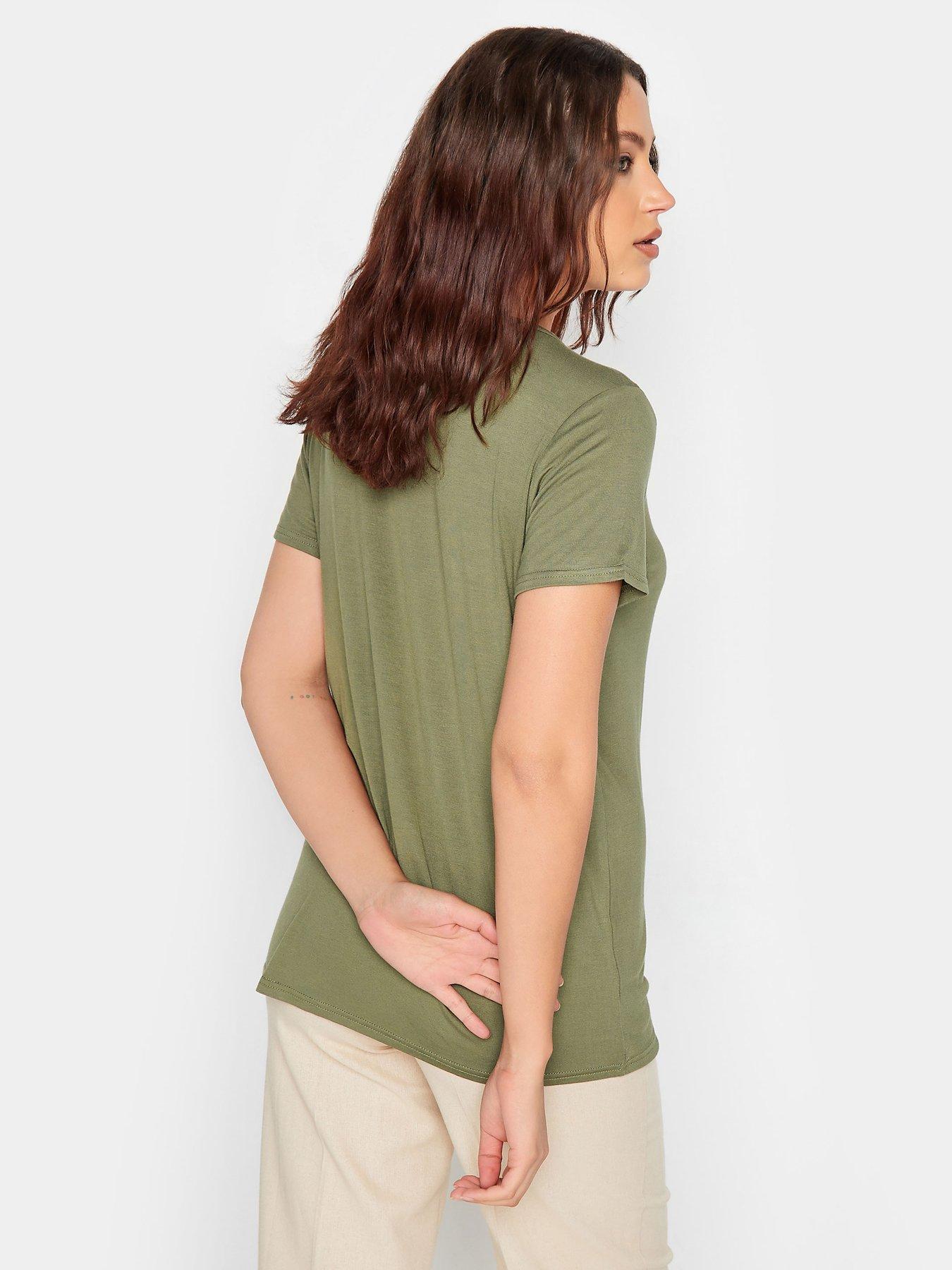  image of long-tall-sally-khaki-basic-v-neck-tee